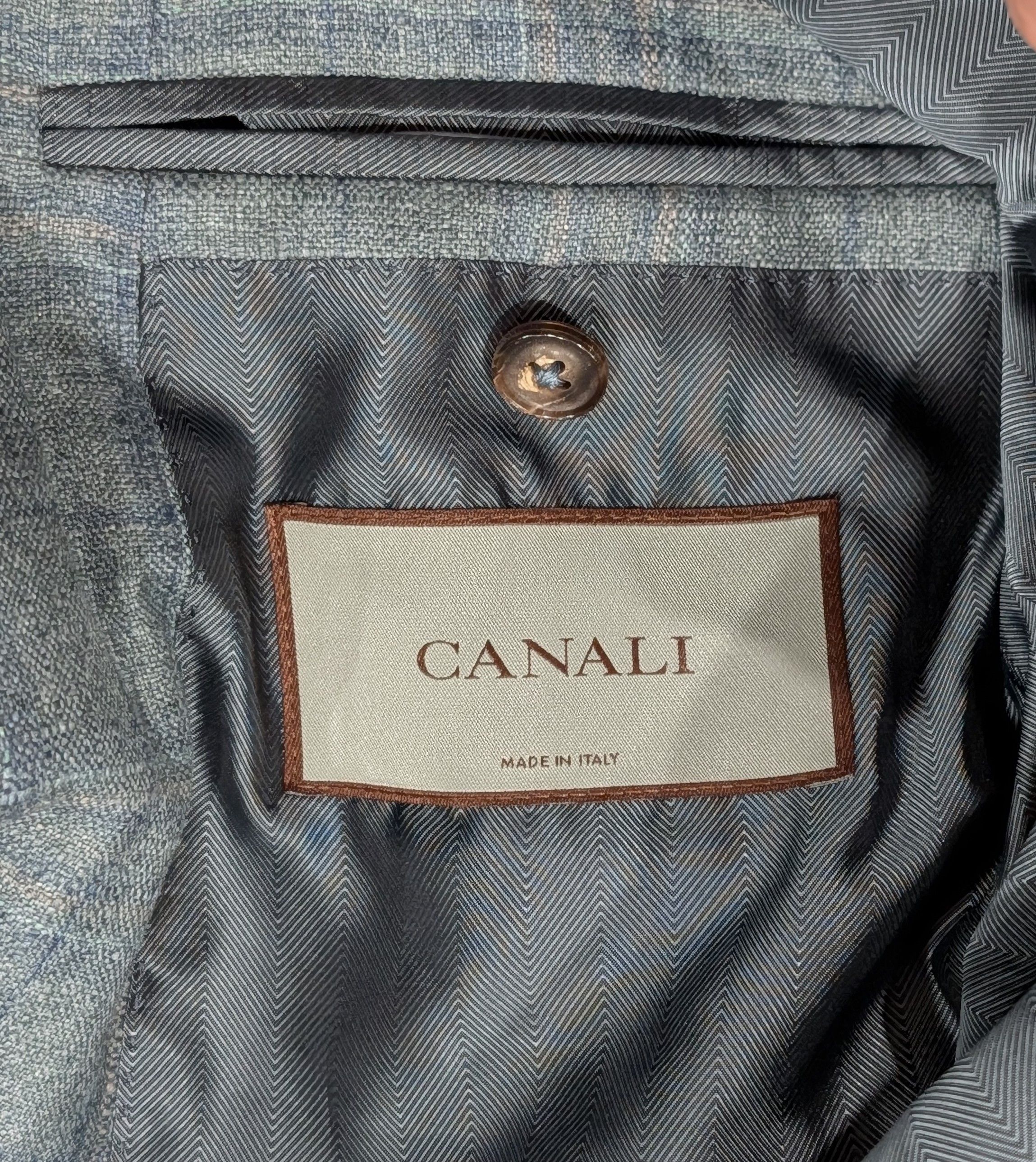 Canali CANALI Shadow Check Silk/Cashmere Sport Coat Light Green 46L Size 46L - 6 Thumbnail