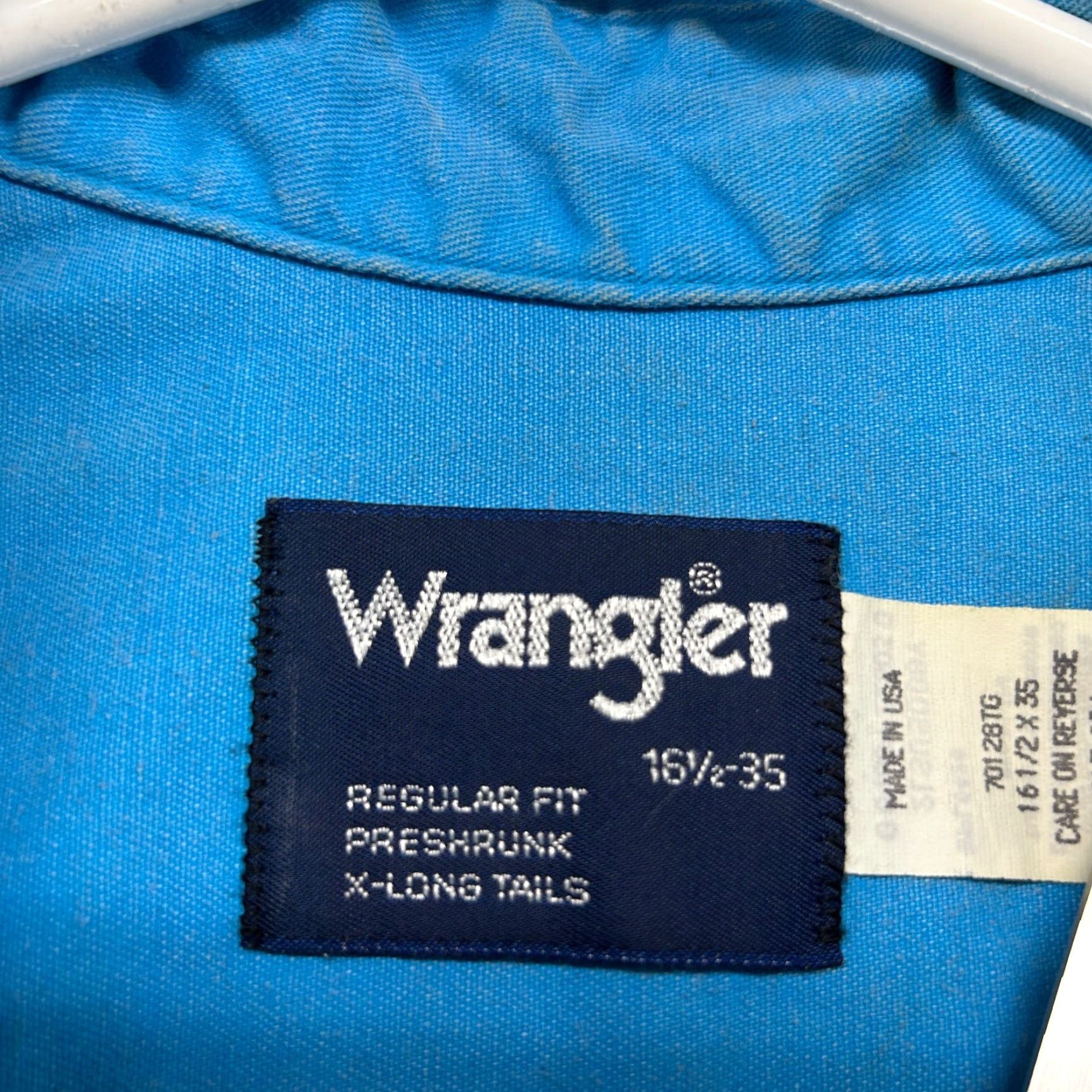 Wrangler VINTAGE Wrangler Shirt Mens 16.5 35 Blue Canvas Brushpopper Aztec Western 90s Size US XL / EU 56 / 4 - 4 Thumbnail