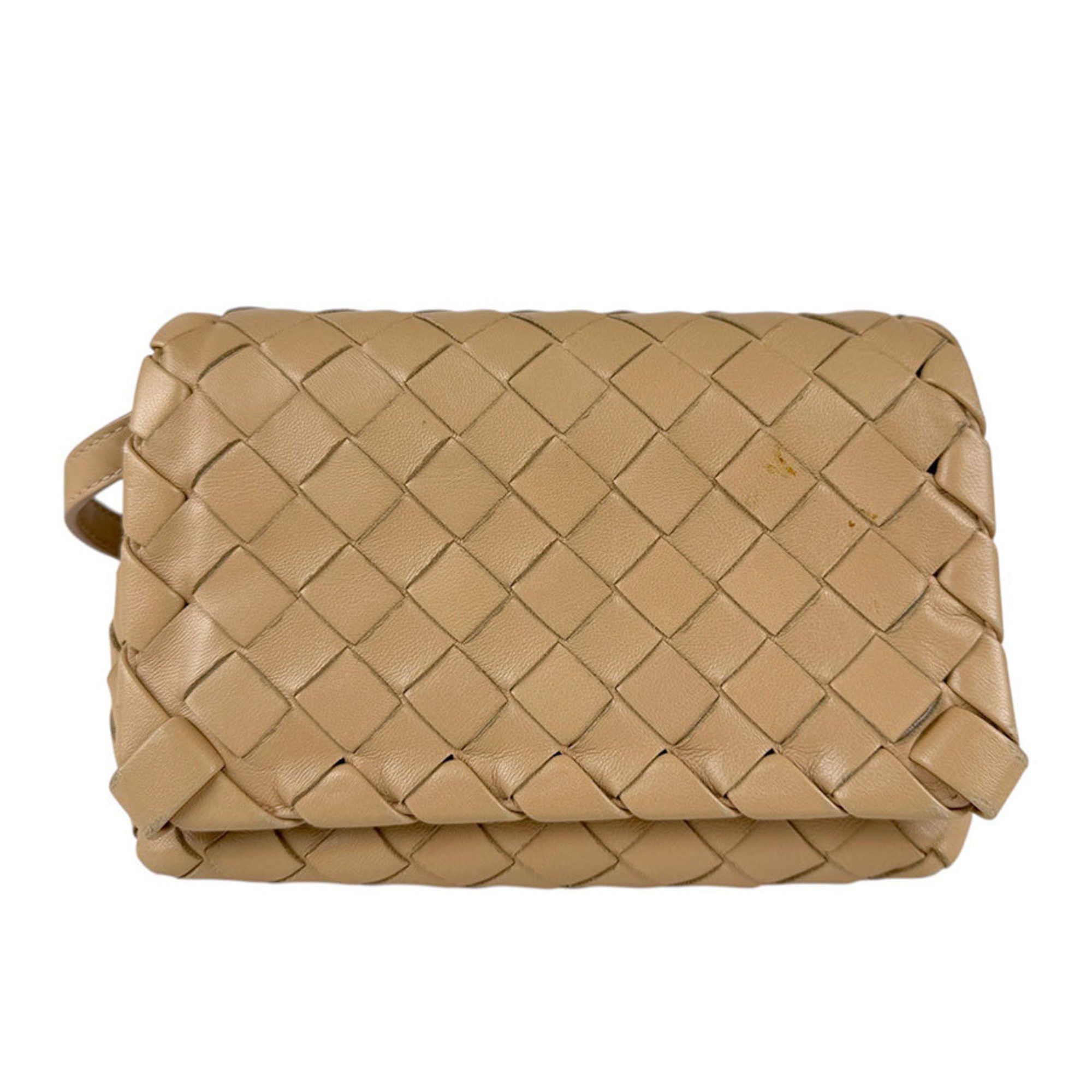 Bottega Veneta Shoulder Bag Intrecciato Leather Beige Women's Z5203