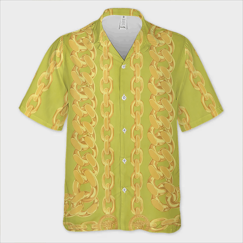 The Unbranded Brand Medusa Chains-Print Shirt, Baroque Style Short Sleeve Shirt Size US S / EU 44-46 / 1 - 1 Thumbnail