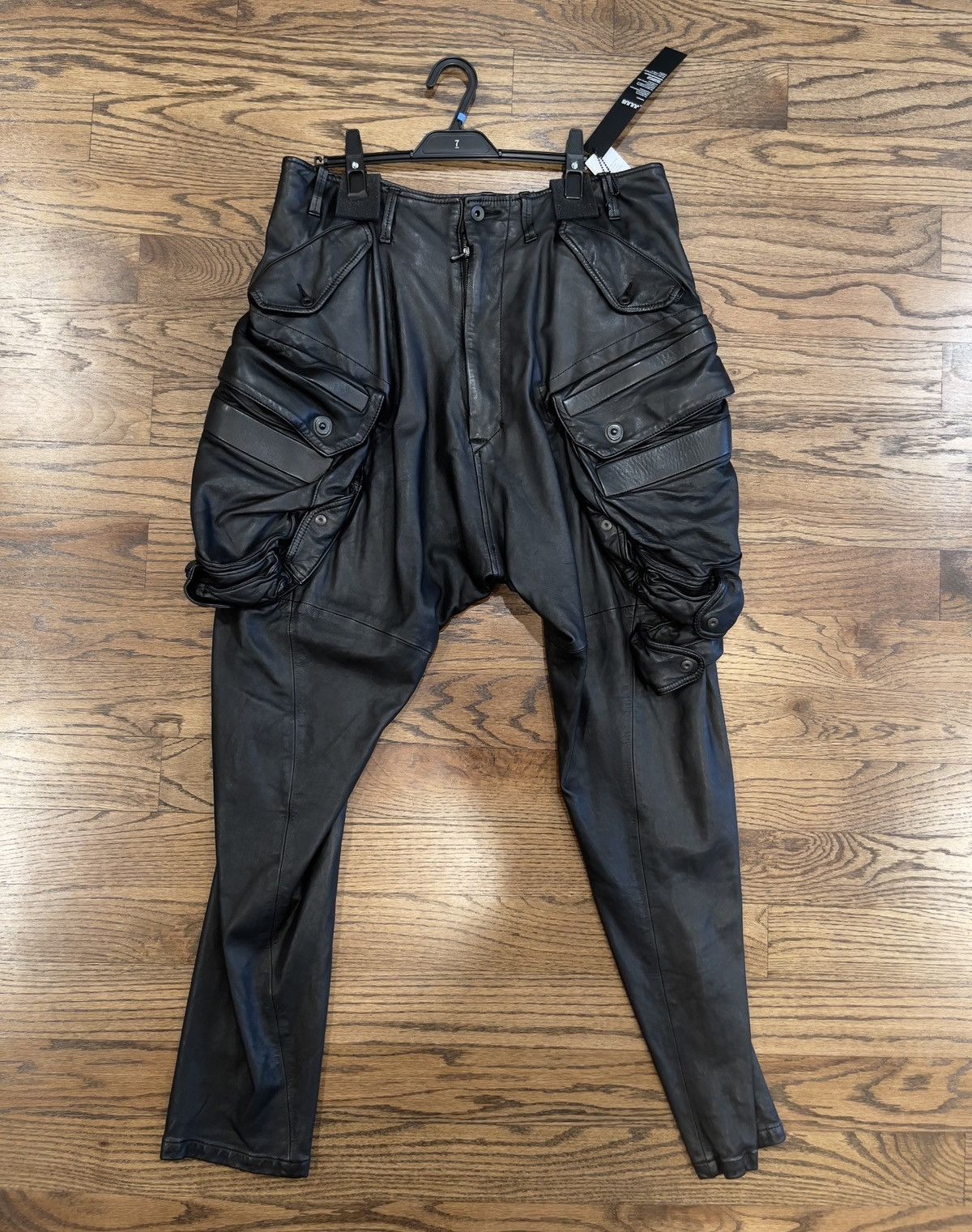 image of Julius Leather Gas Mask Cargo Pants in Black, Men's (Size 34)