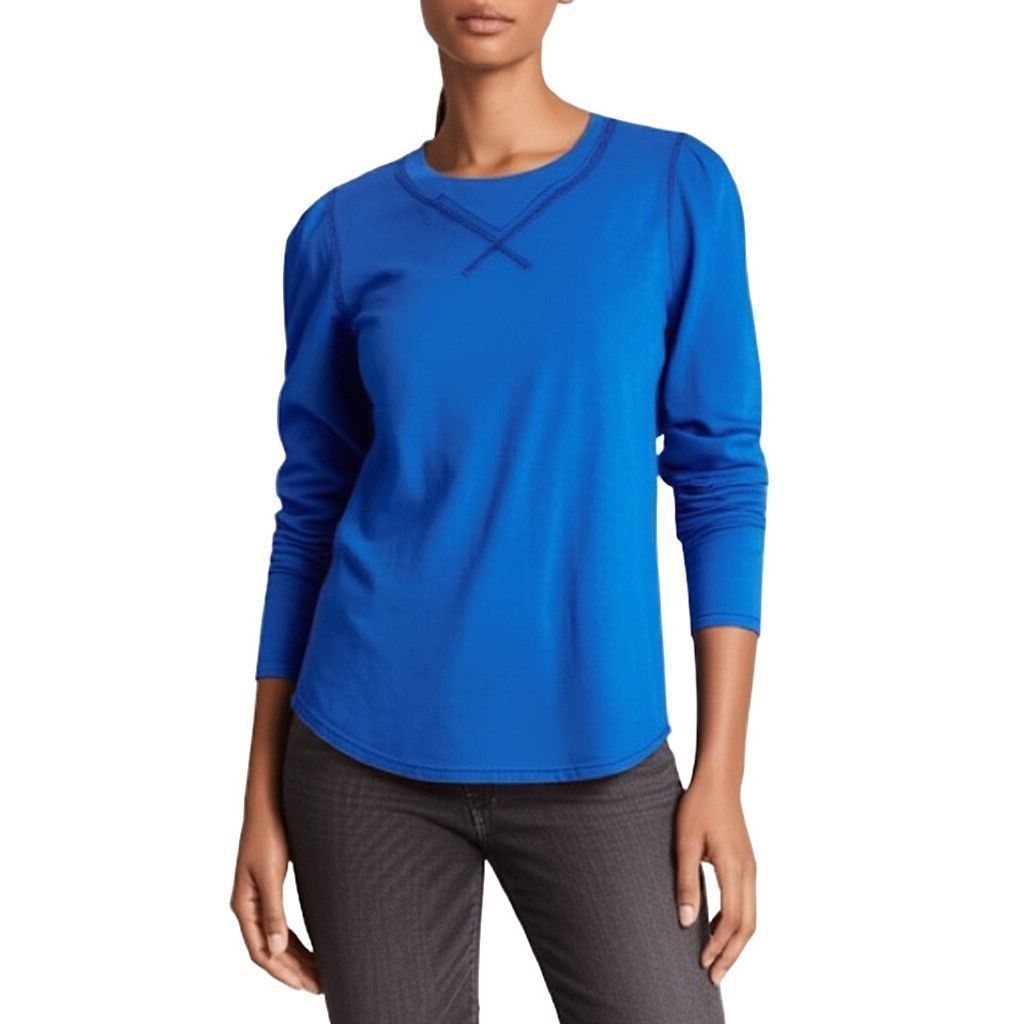Free People We The Free Puff Shoulder Top Midnight Hour Blue Size XS NWT Size XS / US 0-2 / IT 36-38 - 1 Thumbnail