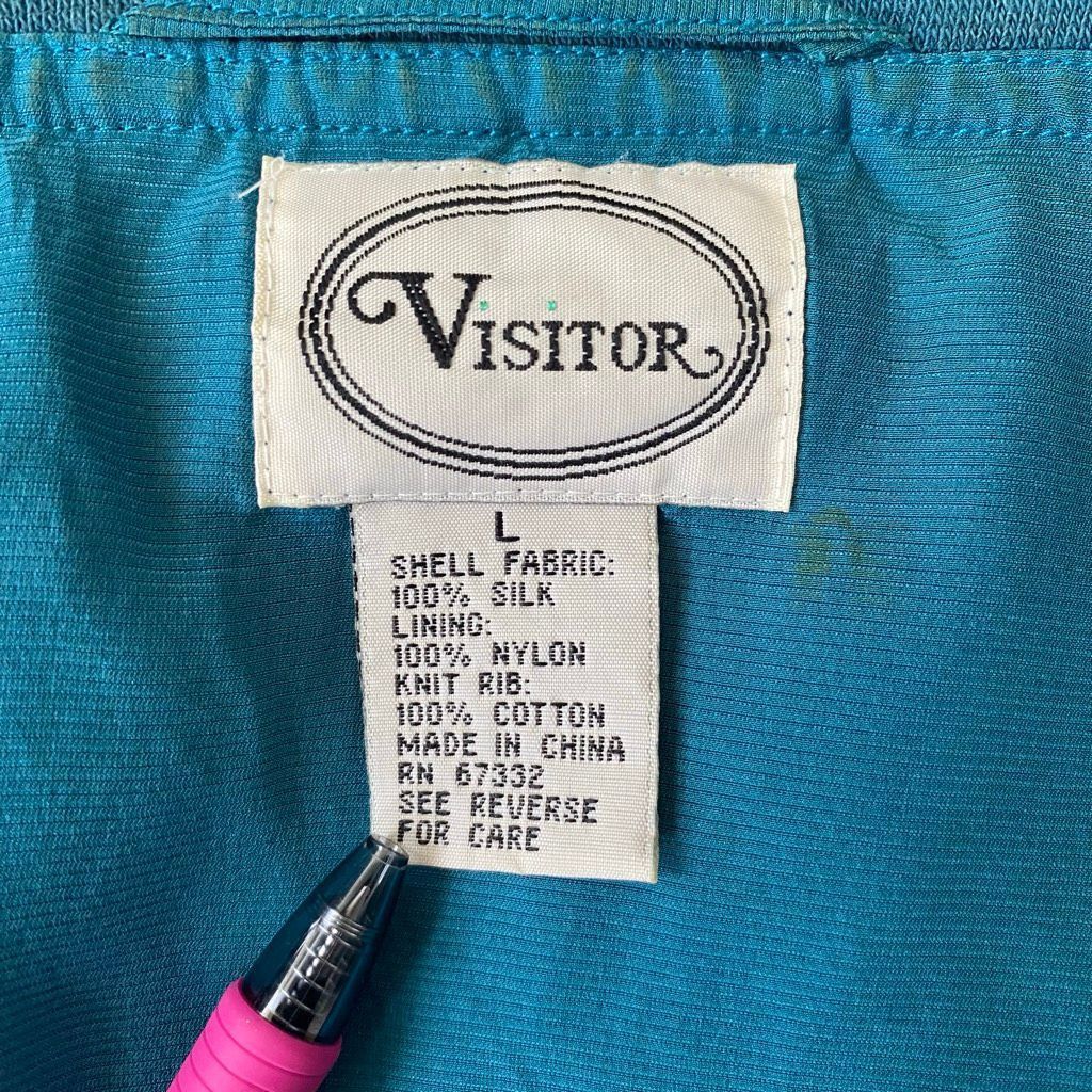 Other Visitor men L 100% Silk lightweight full zip vintage bomber Size US L / EU 52-54 / 3 - 10 Thumbnail