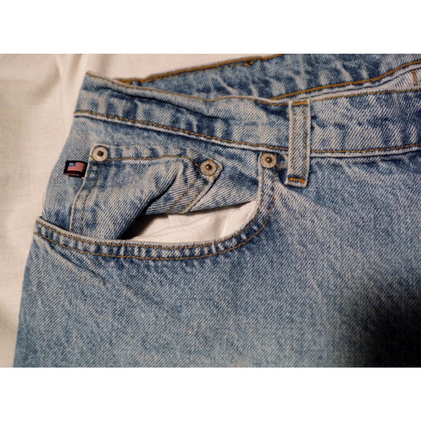 Polo Ralph Lauren VINTAGE Ralph Lauren Polo Women's Denim Jeans 36x29 90s Medium Blue Distressed Boyfriend Fit Size 36" / US 14 / IT 50 - 5 Thumbnail