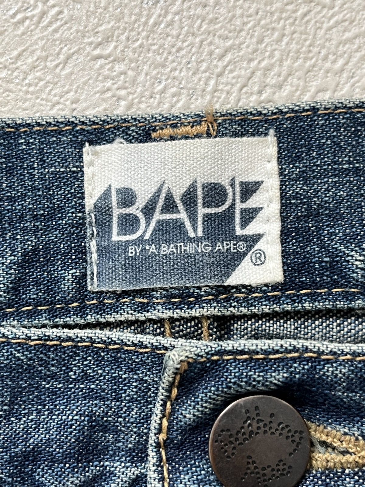Bape 00’s Bape Ape Head Washed Denim Jeans Size US 32 / EU 48 - 4 Thumbnail
