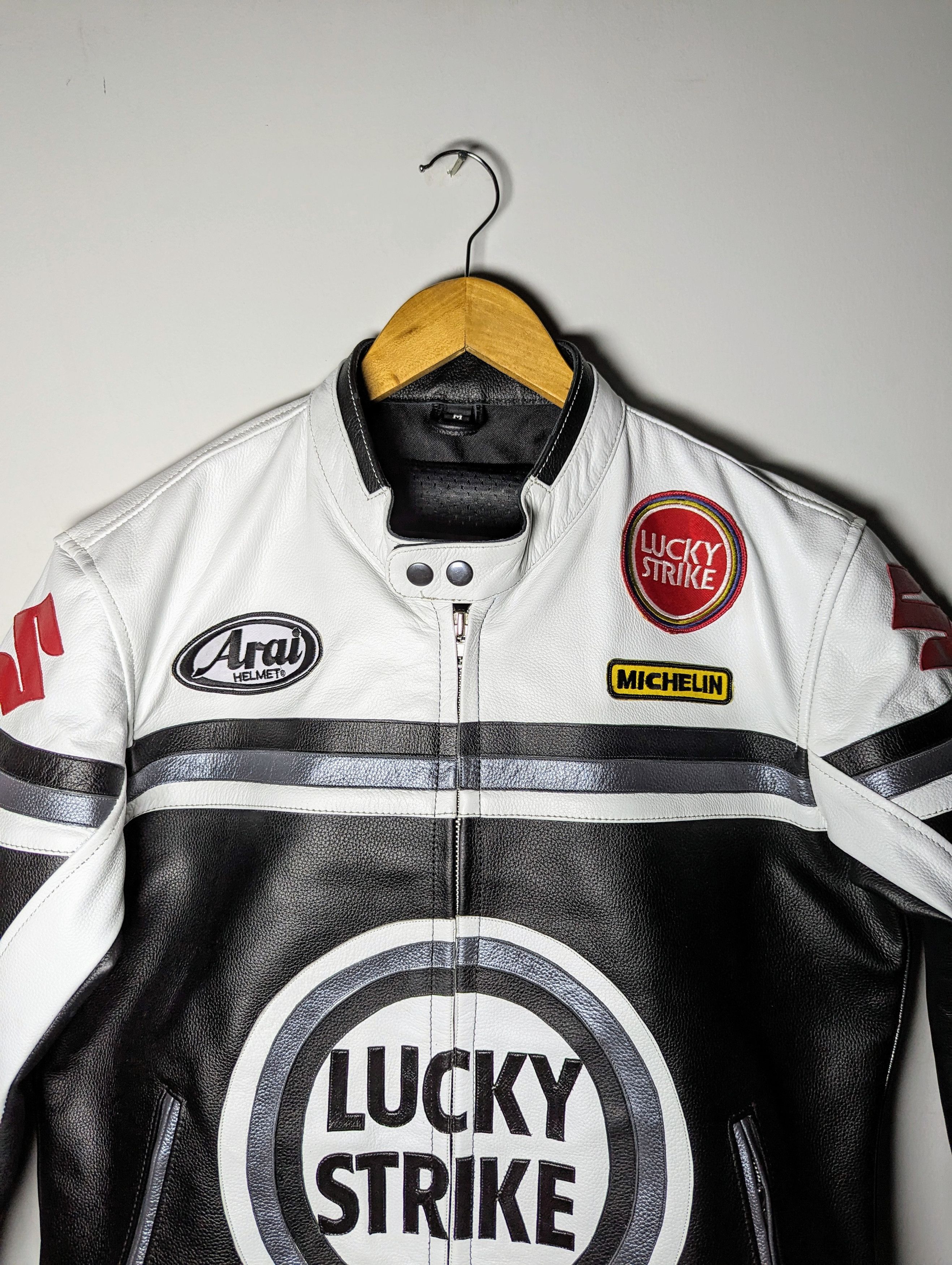 Vintage 🔥💵 LUCKY STRIKE RARE 90s LEATHER JACKET Size US L / EU 52-54 / 3 - 5 Thumbnail
