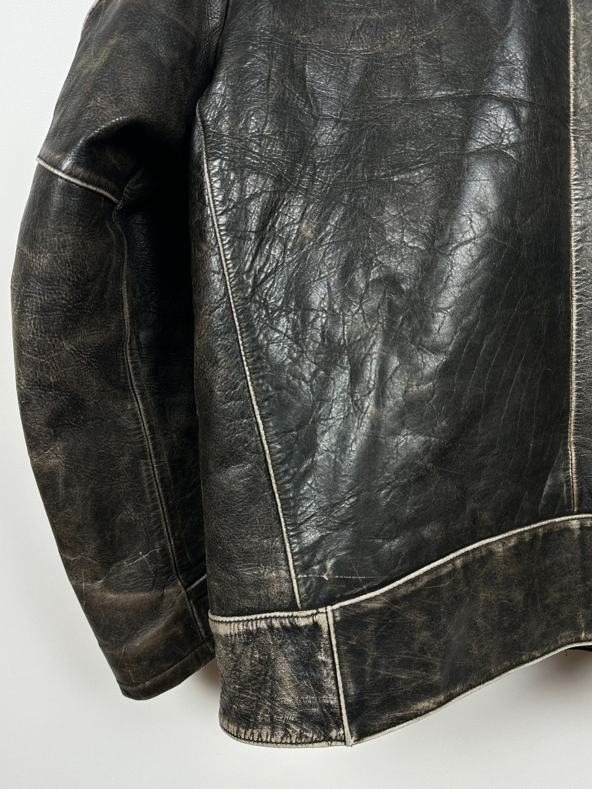 Gap 00s Vintage GAP Distressed Brown Leather Sherpa Lined Jacket Size US M / EU 48-50 / 2 - 18 Thumbnail