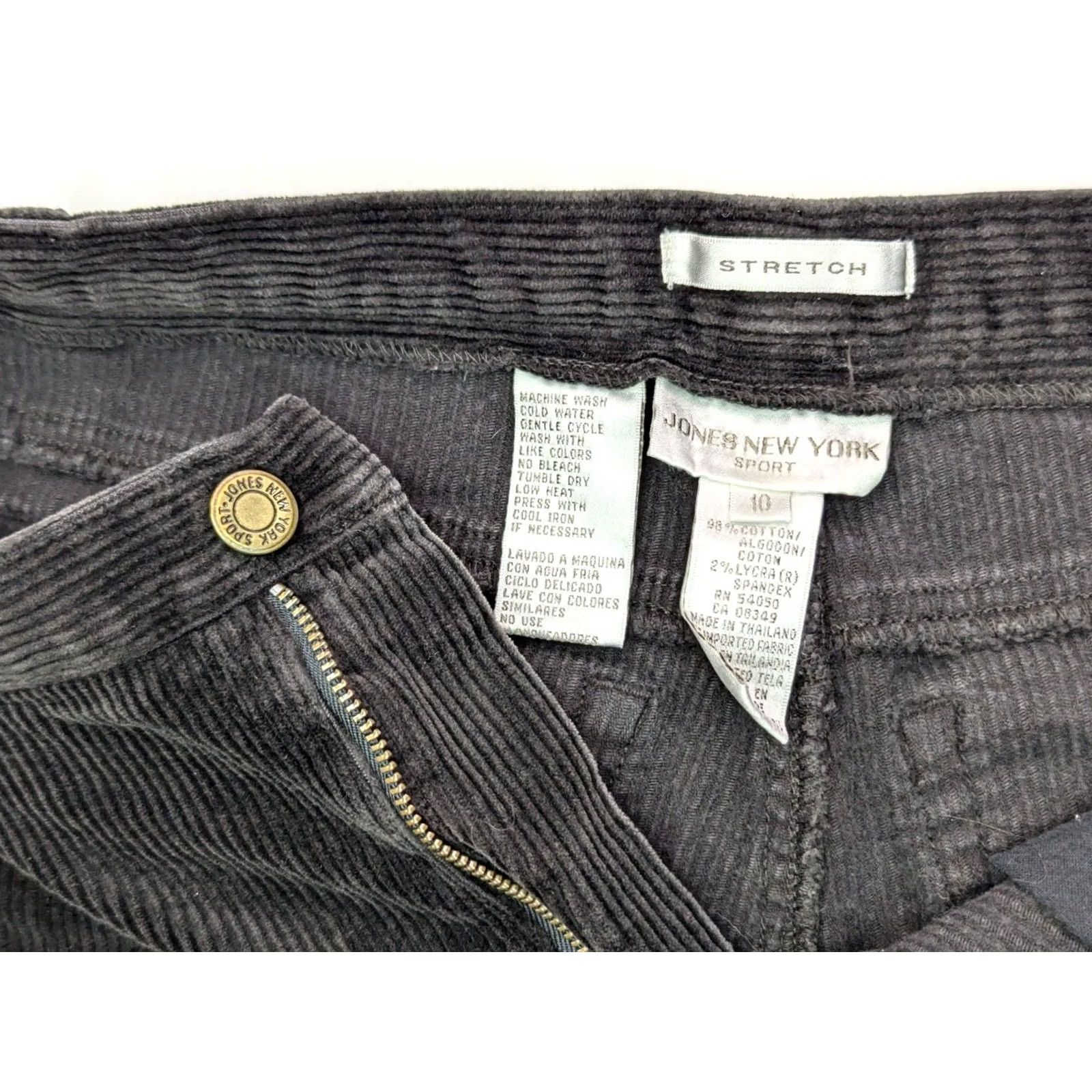 Jones New York Jones New York Sport Women's Chino Pants Black 10 Regular Mid Rise 30x30 Corduroy Stretch Size 32" / US 10 / IT 46 - 7 Thumbnail