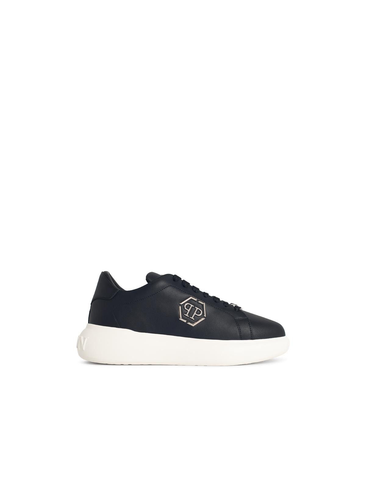 PHILIPP PLEIN 'Lo-Top' Black Leather Sneakers