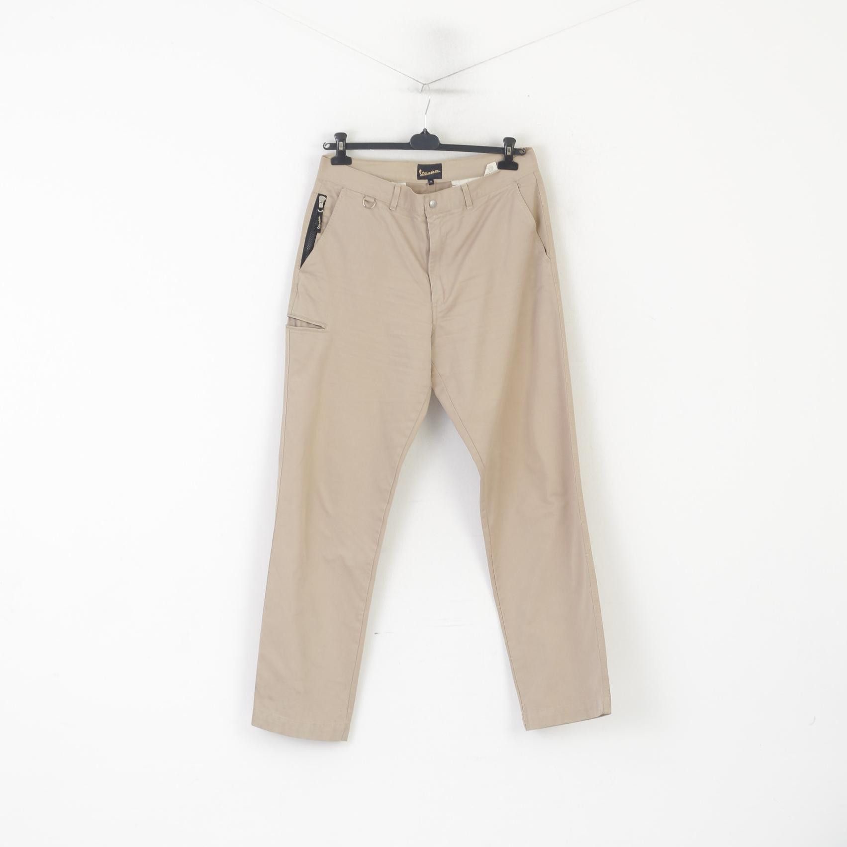 Vintage Vespa Men 36 52 Trousers Beige 100% Cotton Straight 6219 Size US 36 / EU 52 - 2 Thumbnail
