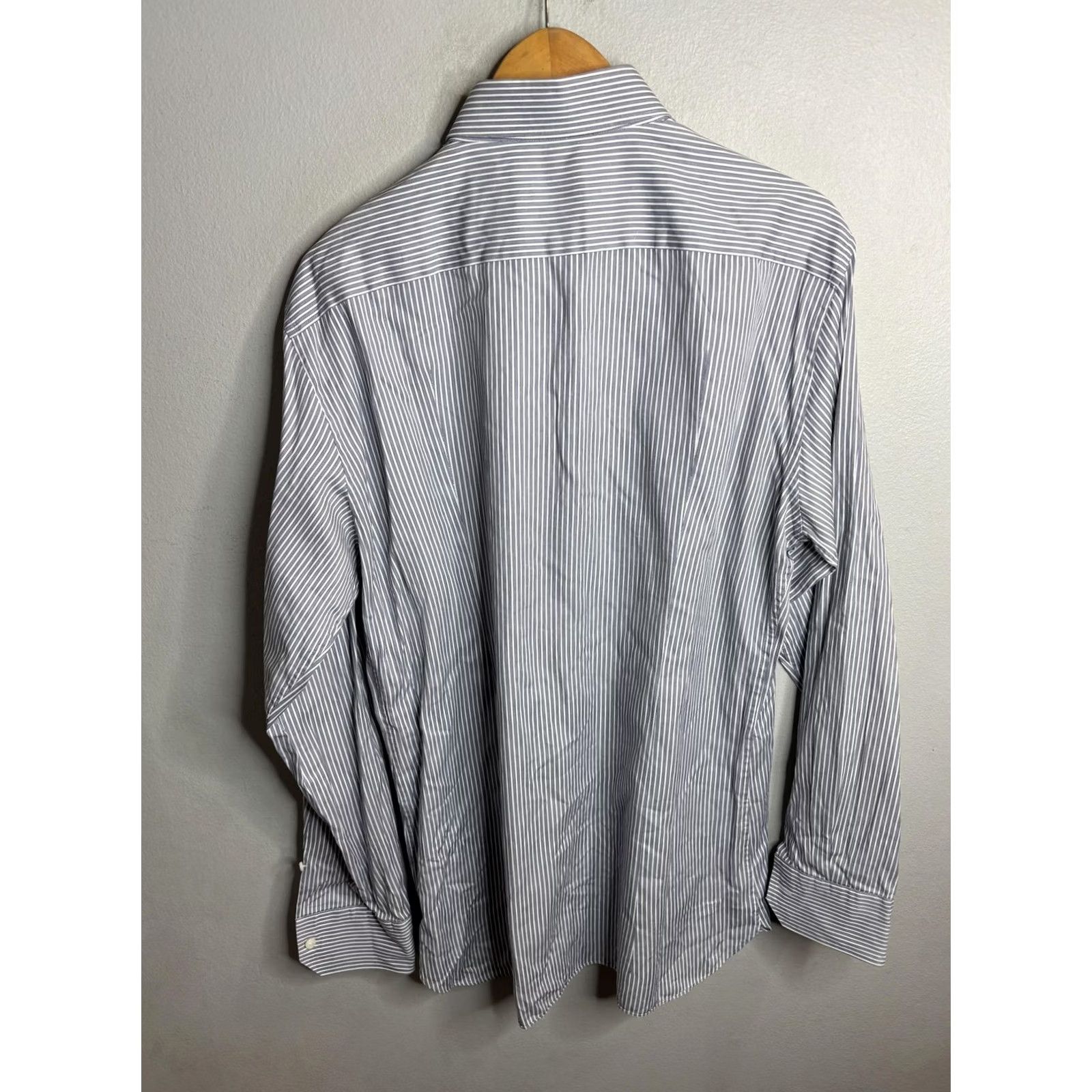 Ermenegildo Zegna Ermenegildo Zegna Shirt Mens Extra Large Blue White Striped Trofeo Dress Italy Size 48R - 5 Thumbnail