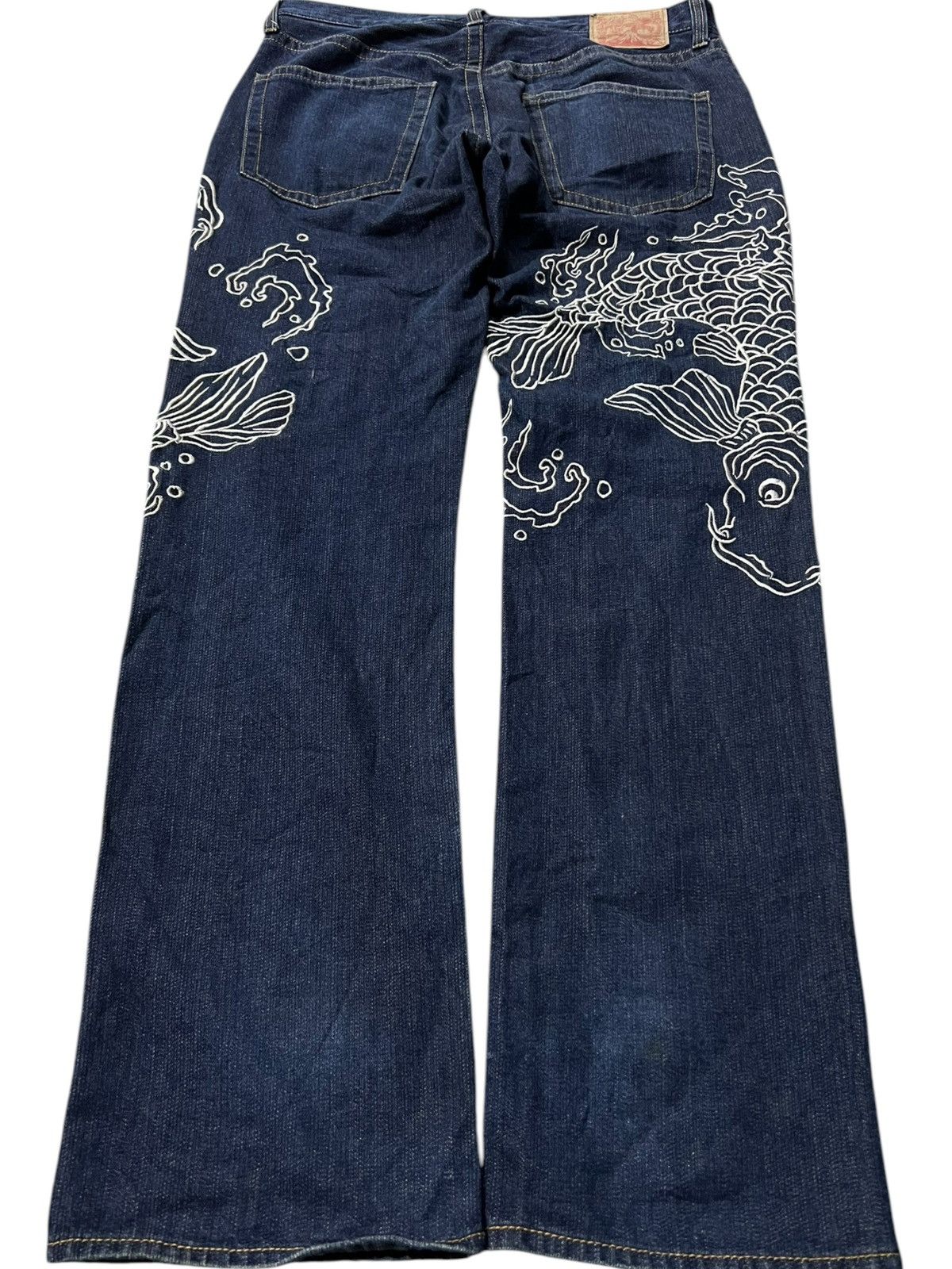 Japanese Brand VINTAGE JAPANESE BRAND SUKAJAN KOI FISH EMBROIDERY JEANS Size US 34 / EU 50 - 2 Thumbnail