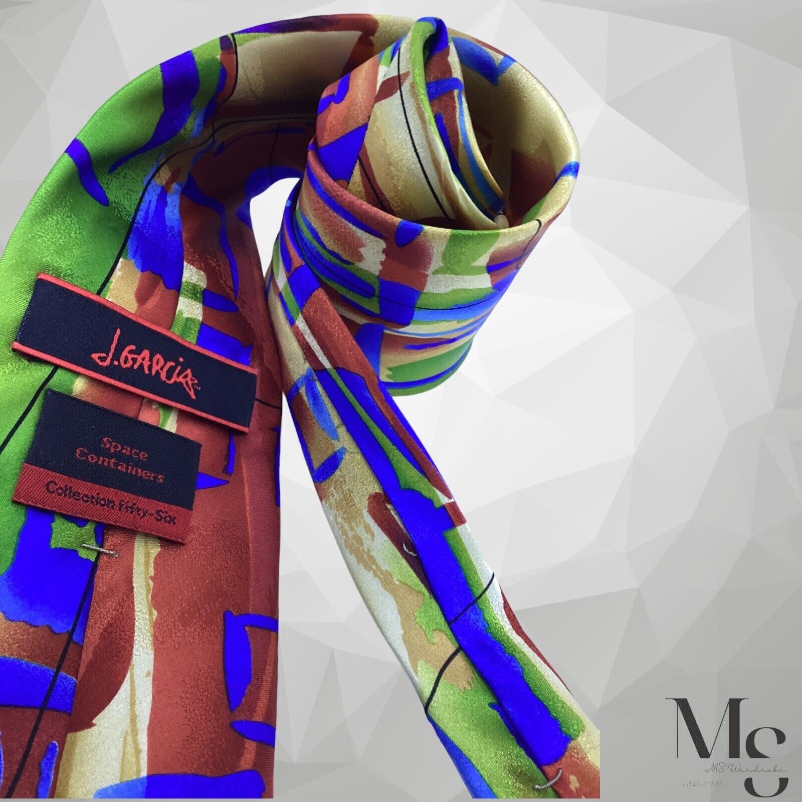 Other JERRY GARCIA Multicolor Art Print Silk Tie W: 3.75" EX COND Size ONE SIZE - 6 Thumbnail