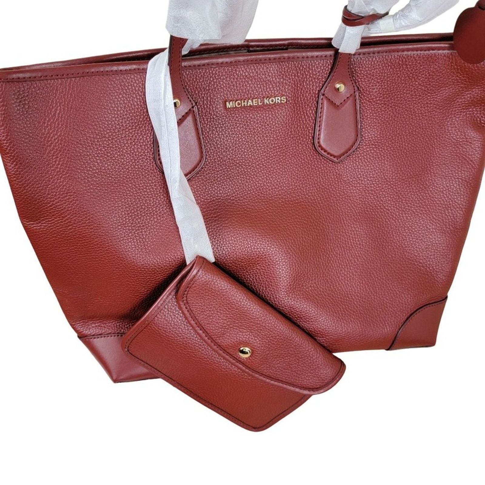 Michael Kors Michael Kors Extra Large Burgundy Leather Saylor Tote Bag Size ONE SIZE - 4 Thumbnail