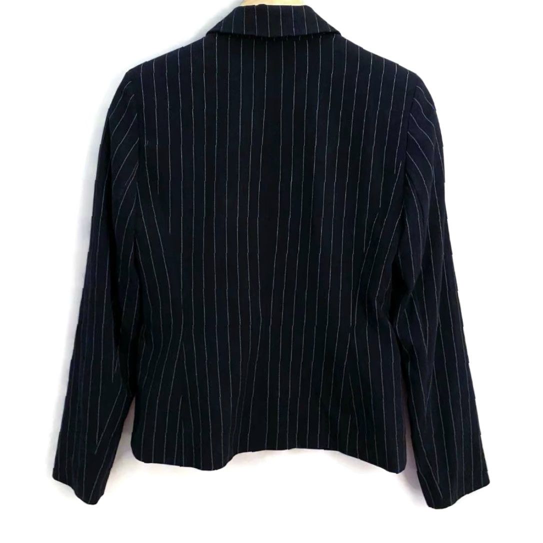 Nine West Nine West Womens Suit Jacket Blazer Blue Stripe Notch Lapel Long Sleeve Button 4 Size S / US 4 / IT 40 - 2 Thumbnail