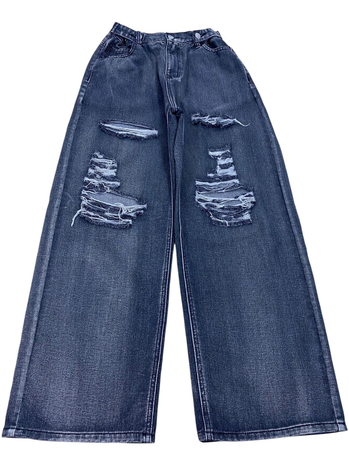 Japanese Brand Faded Wash Distress Style Baggy Jeans