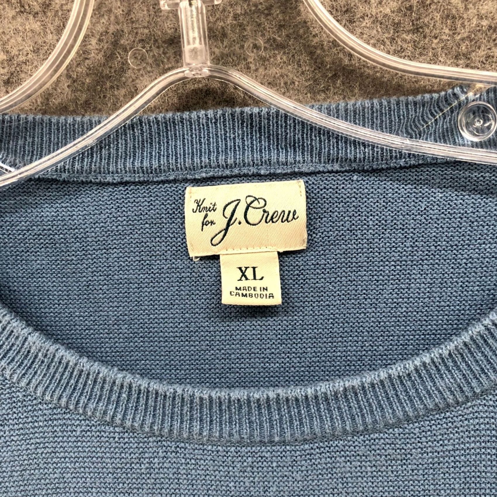 J.Crew J. Crew Cotton Crewneck Sweater Mens XL Garter Stitch Blue Pullover Size US XL / EU 56 / 4 - 5 Thumbnail