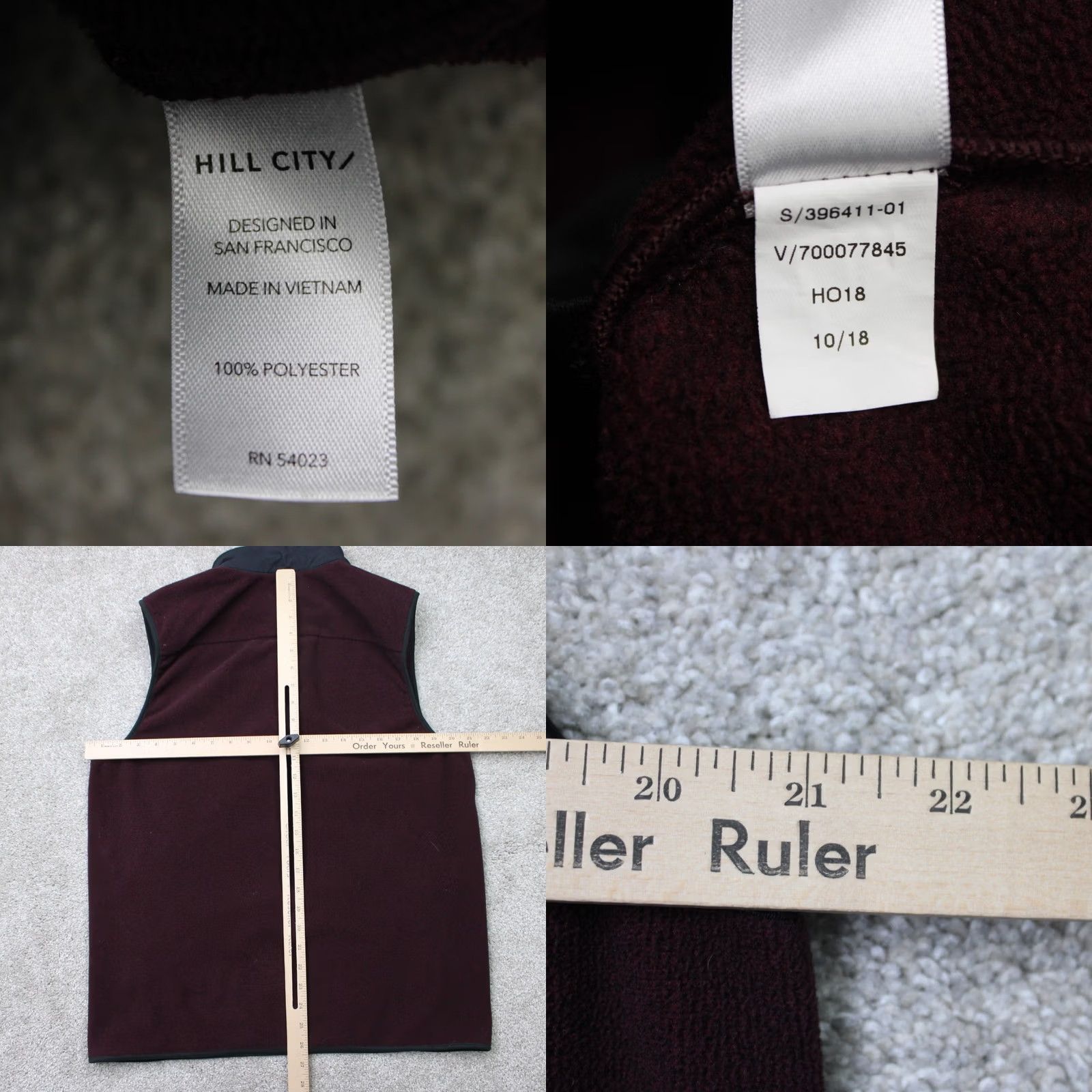 Vintage Hill City Vest Mens Medium Burgundy Fleece Zip Pockets Casual T Snap Pullover Size US M / EU 48-50 / 2 - 8 Thumbnail