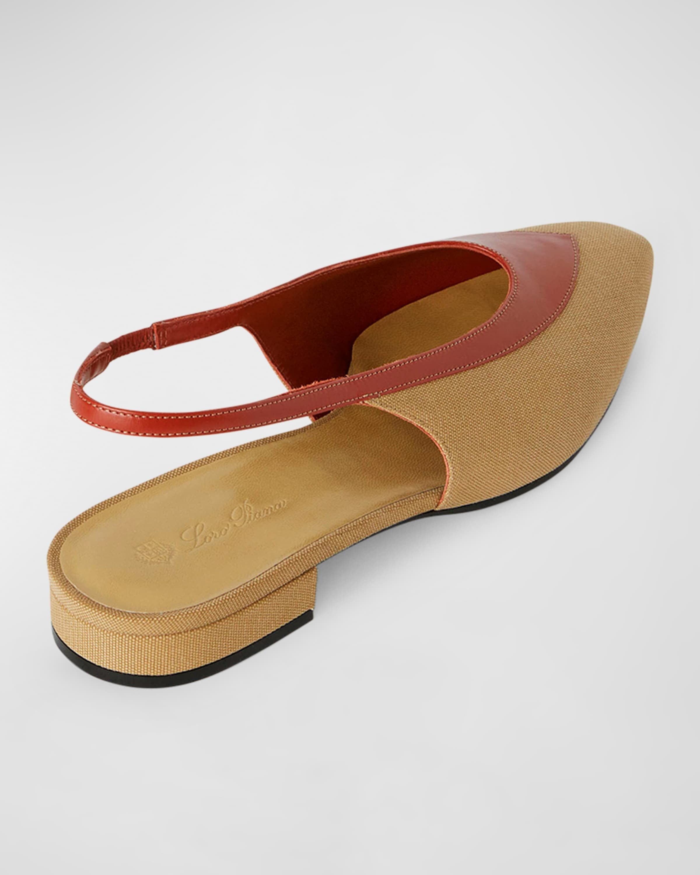 Loro Piana o1srvl11e0725 Rebecca Bicolor Slingback Flats Beige/Red Size US 8 / IT 38 - 4 Thumbnail