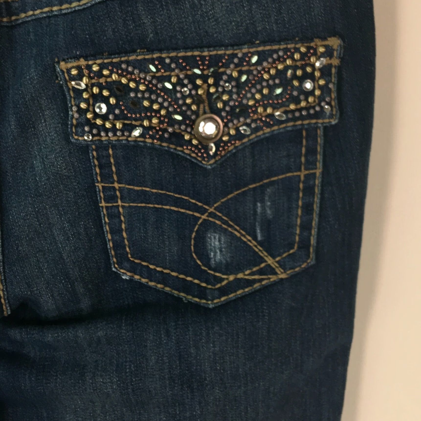 Vintage INC Denim Women Stretch Rhinestone Pocket Regular Fit Boot Leg Blue Jeans Size 6 Size 28" / US 6 / IT 42 - 7 Thumbnail