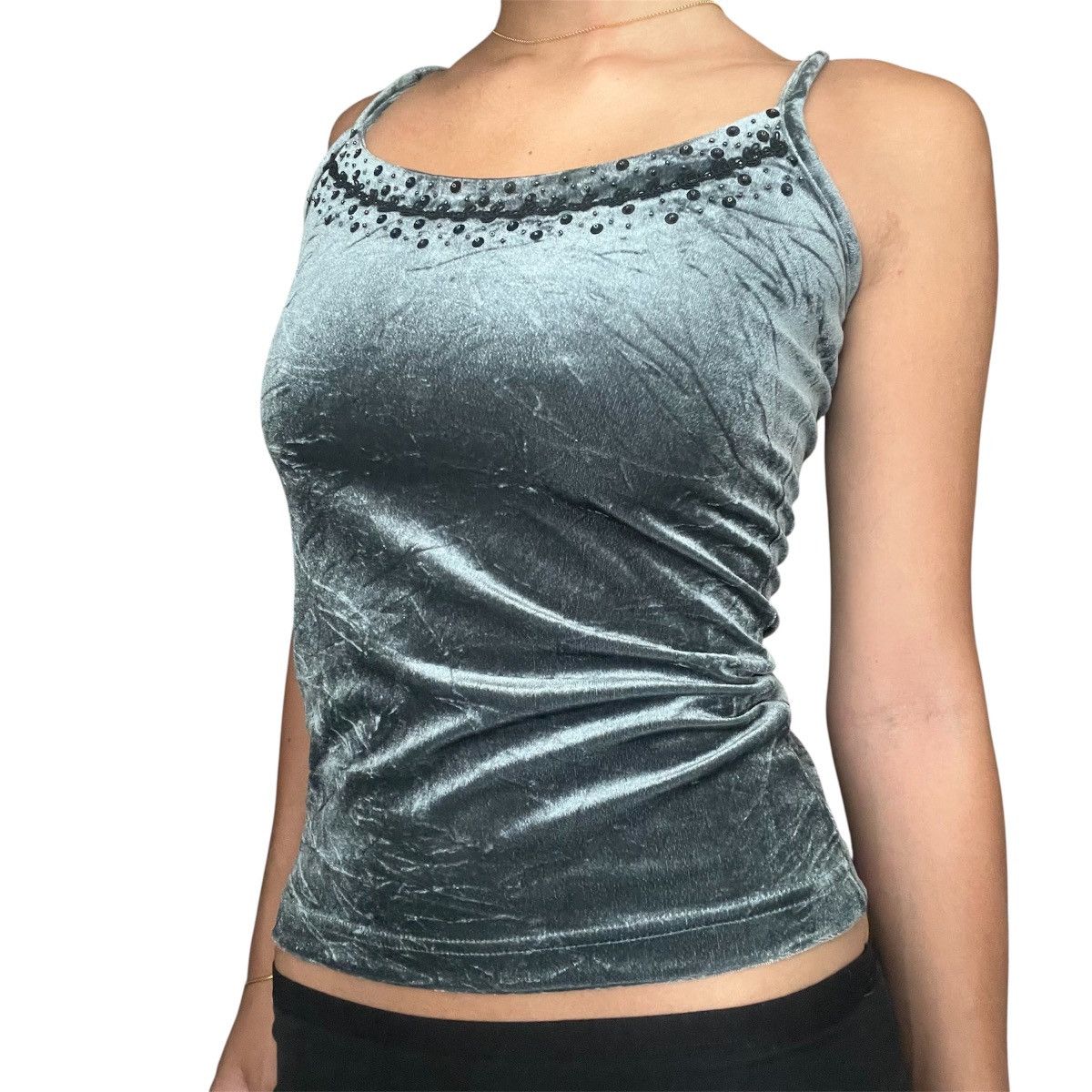 Other Y2K Velvet beaded embroidered Cami tank top🫧 Size XS / US 0-2 / IT 36-38 - 10 Thumbnail