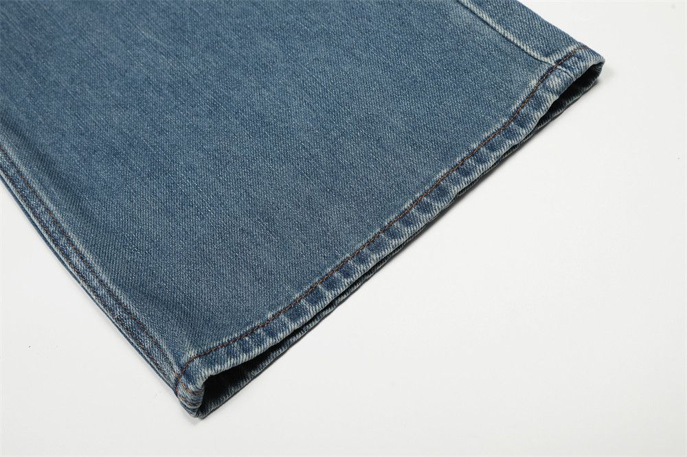 Jean Men's Retro Punk Gradient Distressed Washed Wide-Leg Jeans Size US 32 / EU 48 - 6 Thumbnail