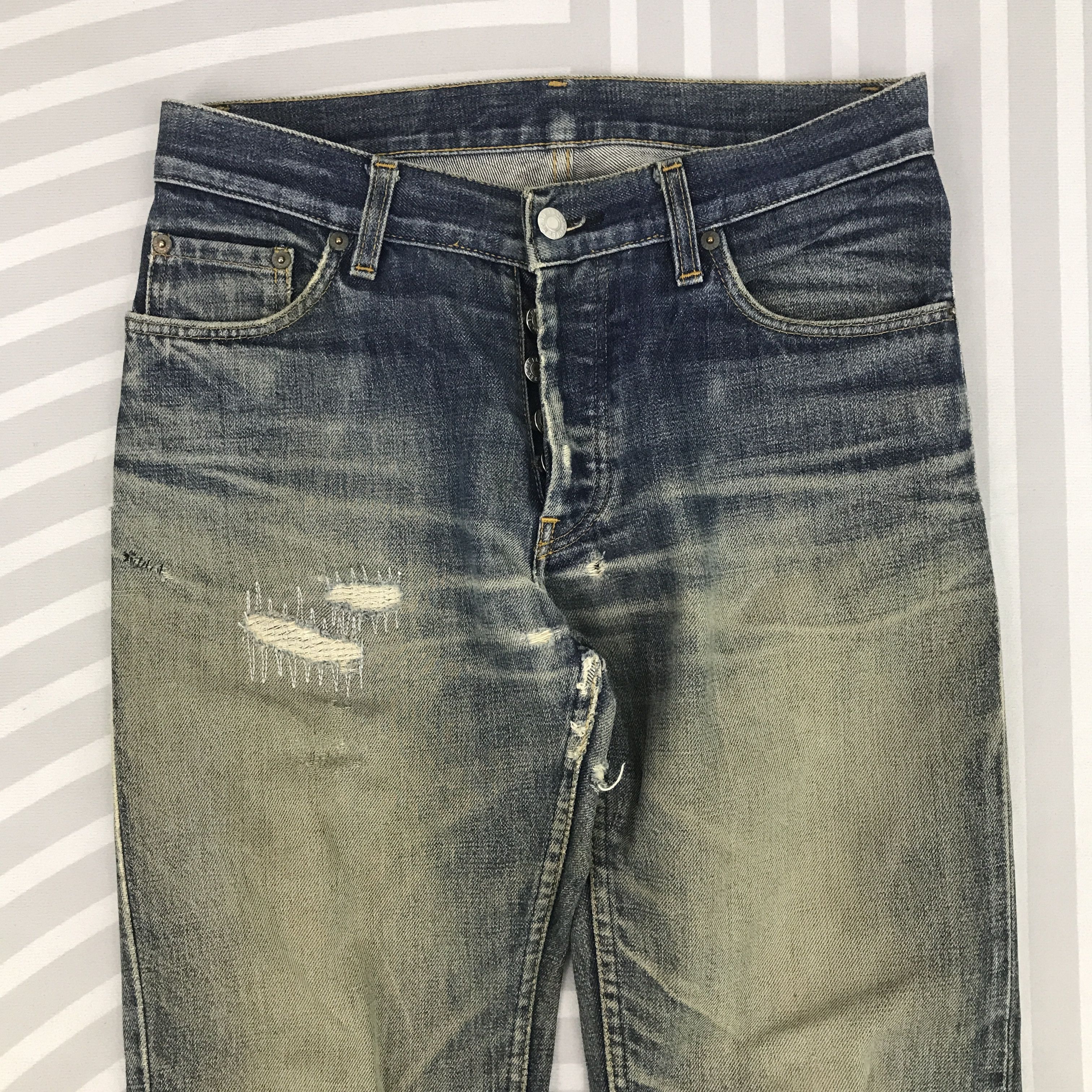 Helmut Lang Vtg 1996 Helmut Lang Ripped Distressed Jeans Denim Size US 30 / EU 46 - 2 Thumbnail