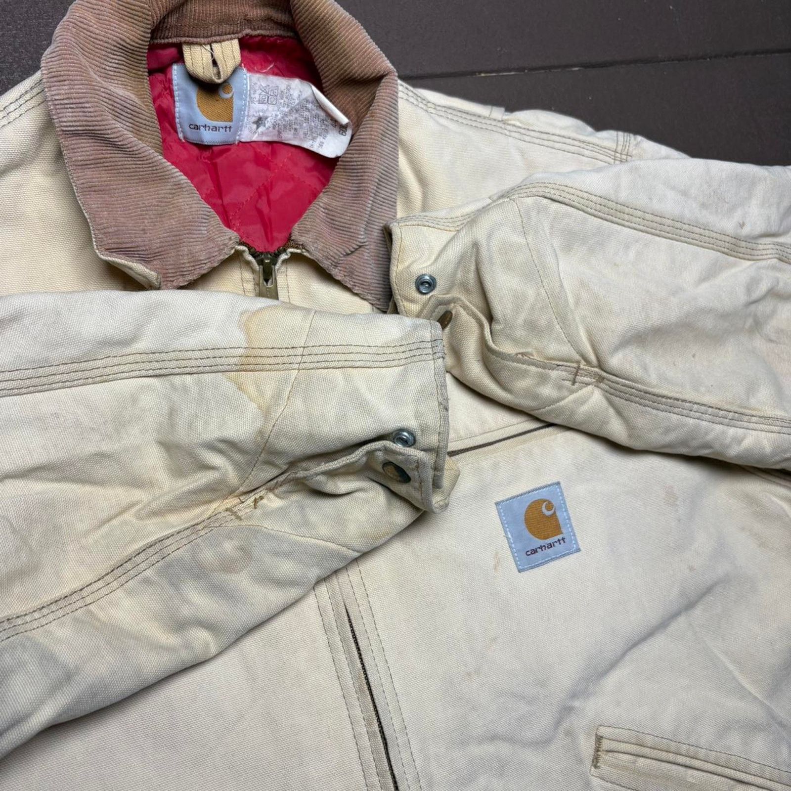Carhartt Vintage Cream Carhartt 6QLJ Detroit Jacket Size US L / EU 52-54 / 3 - 4 Thumbnail