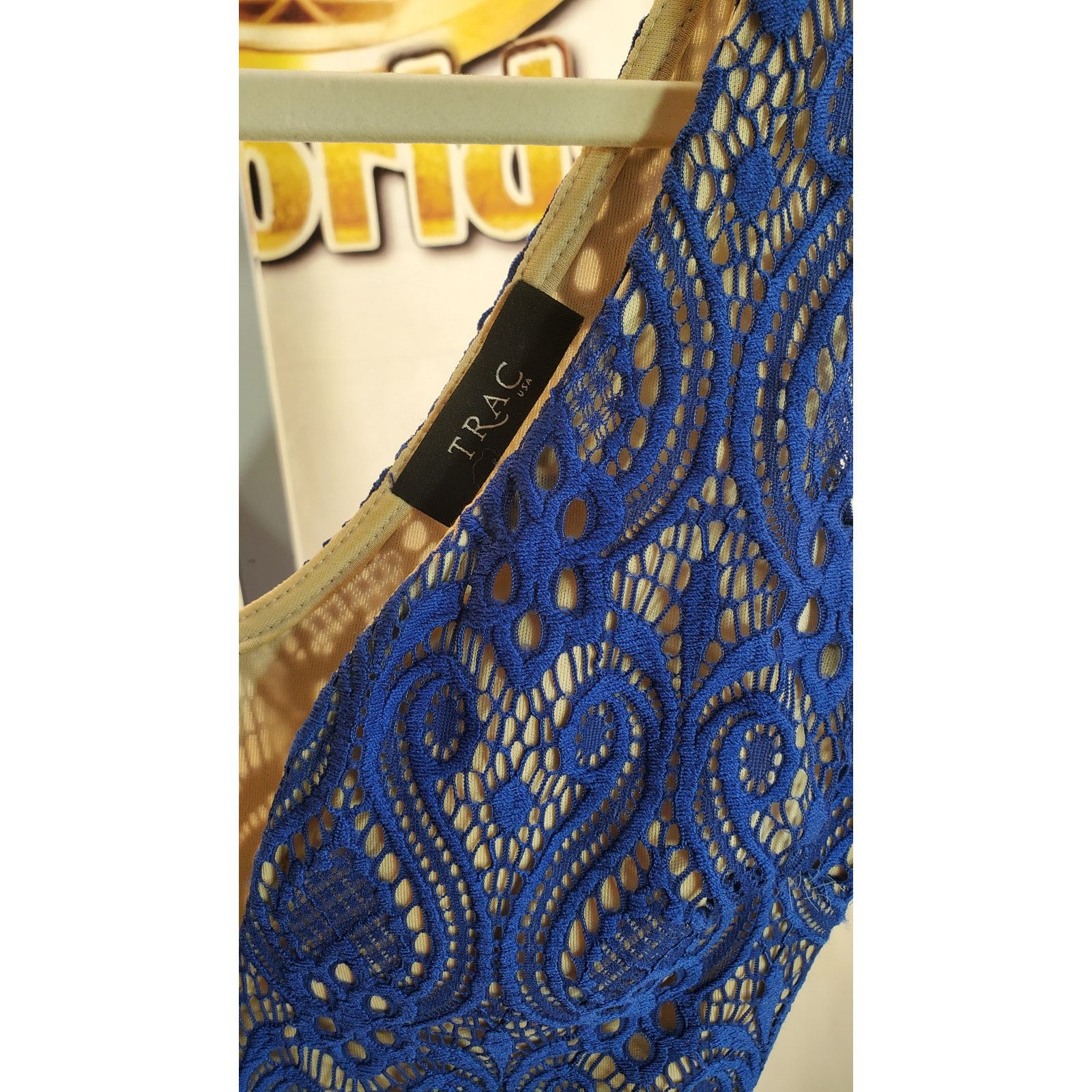Other TRAC USA Blue Lace Sleeveless Nude Lined Dress Medium Size M / US 6-8 / IT 42-44 - 3 Thumbnail