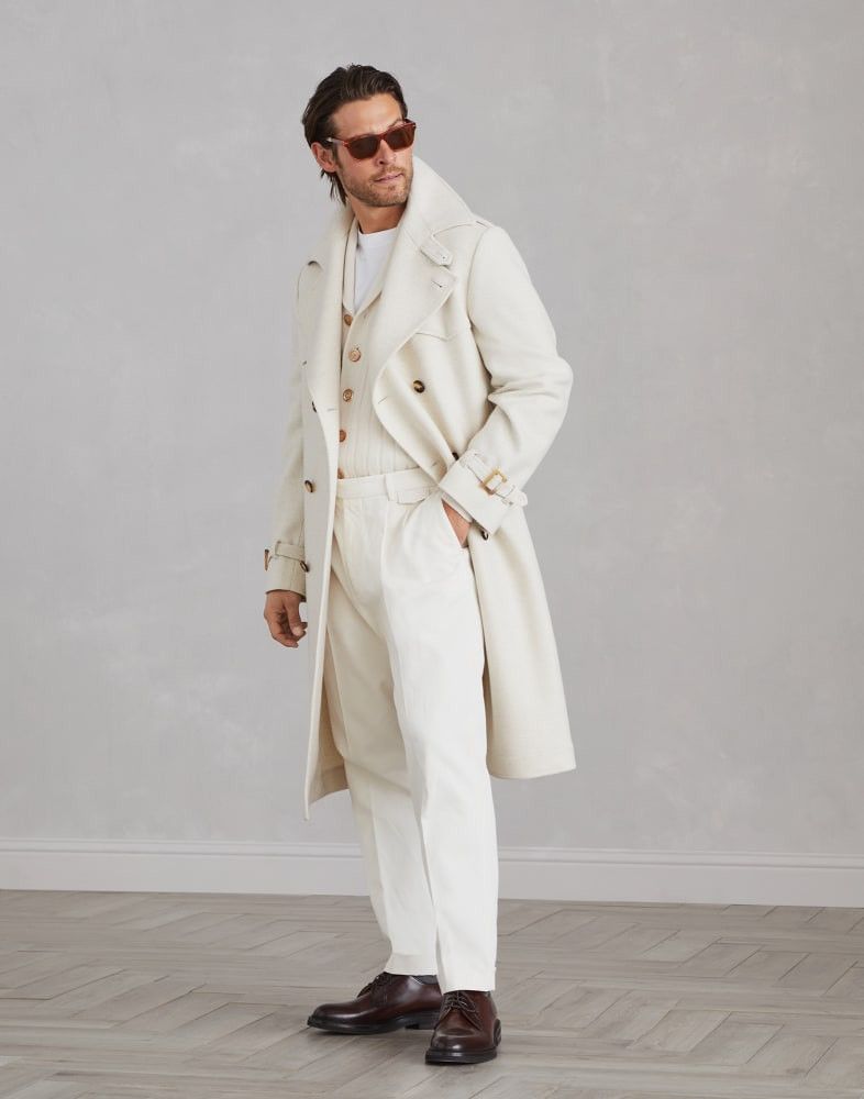 Brunello Cucinelli o1w1db10825 Overcoat in White Size US L / EU 52-54 / 3 - 3 Thumbnail