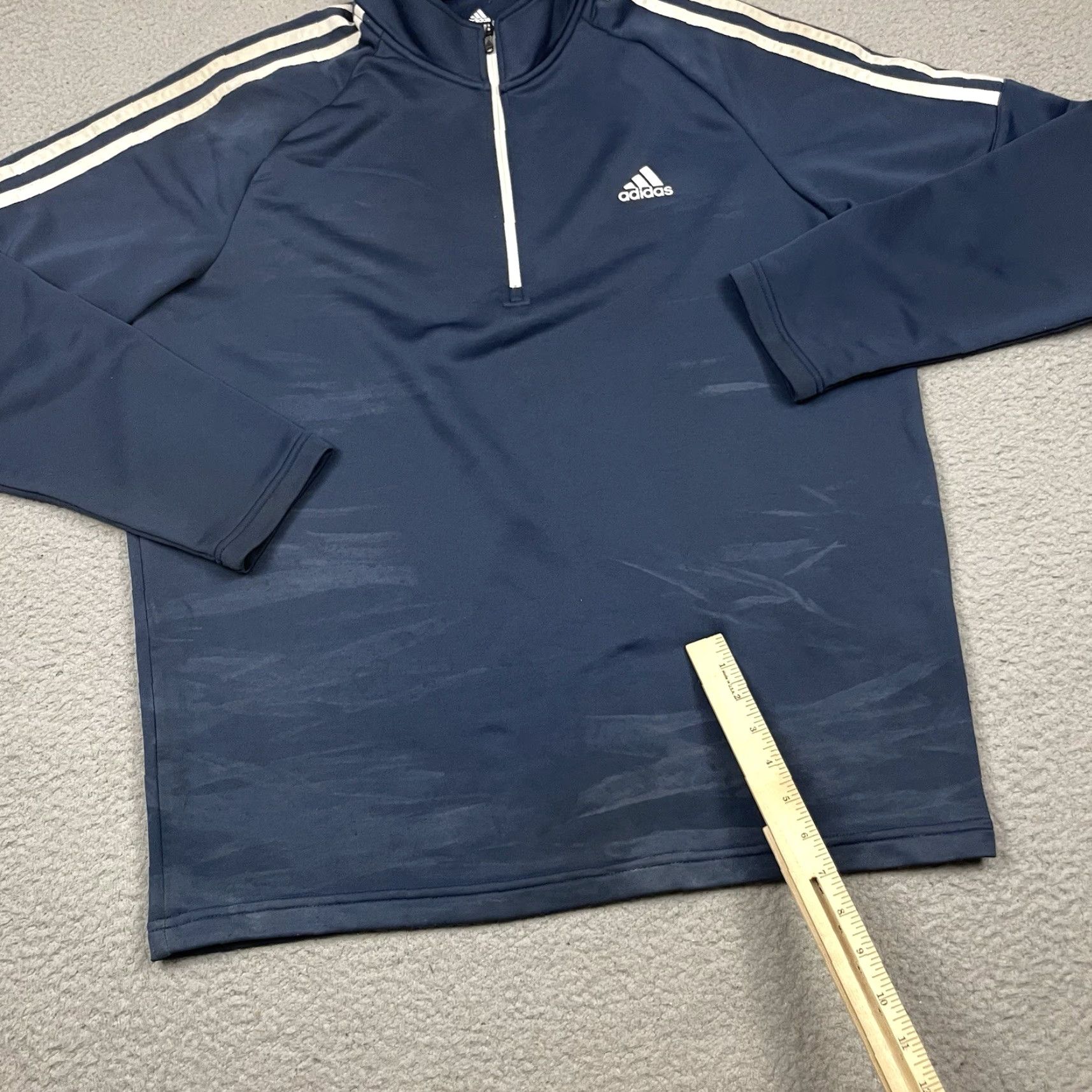 Adidas Adidas Shirt Men's L Blue 1/4 Zip Short Sleeve Golf Baseball Stripe Pullover Size US L / EU 52-54 / 3 - 5 Thumbnail