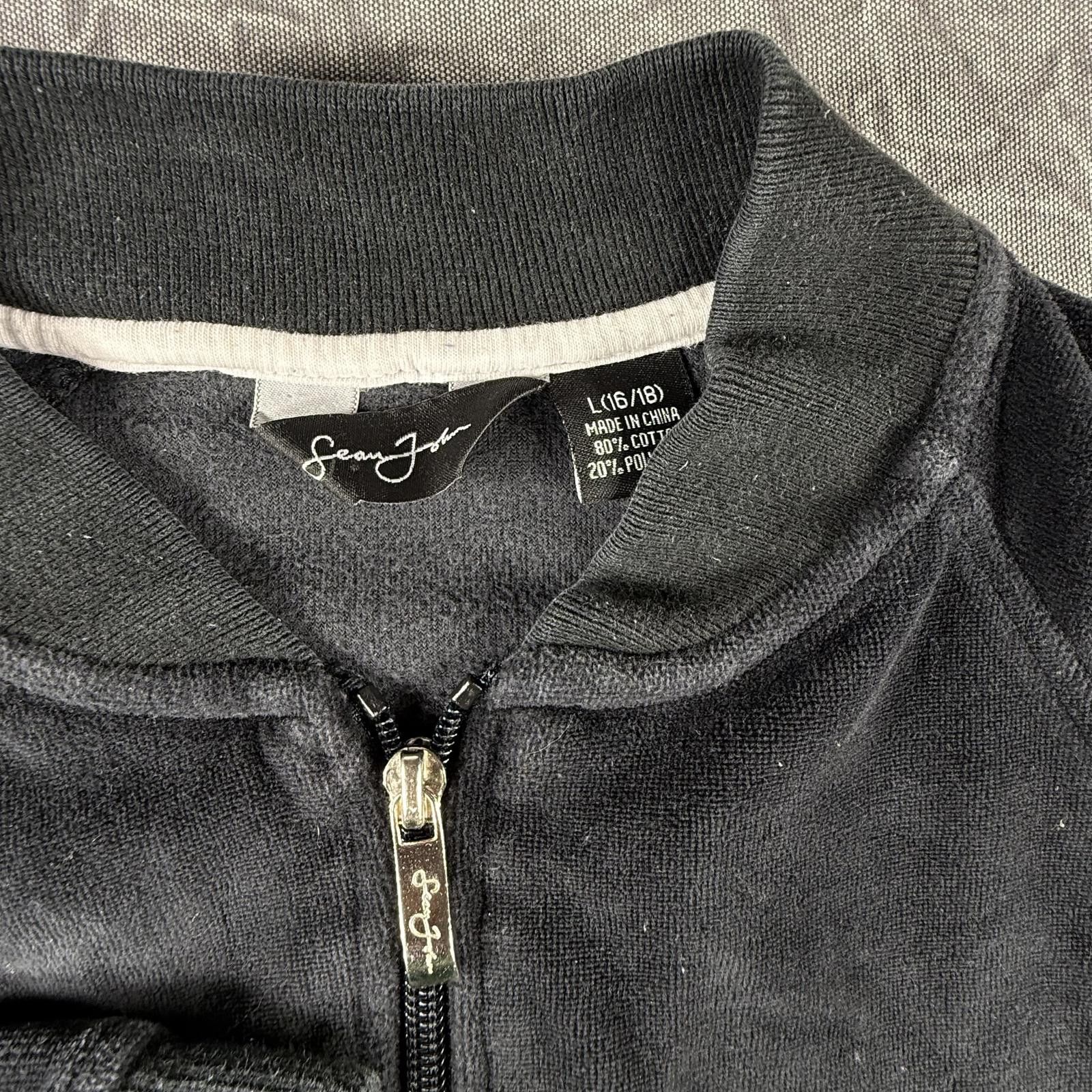 Sean John Sean John Sweater Women's L Black Vintage Y2K Velour Size L / US 10 / IT 46 - 2 Thumbnail