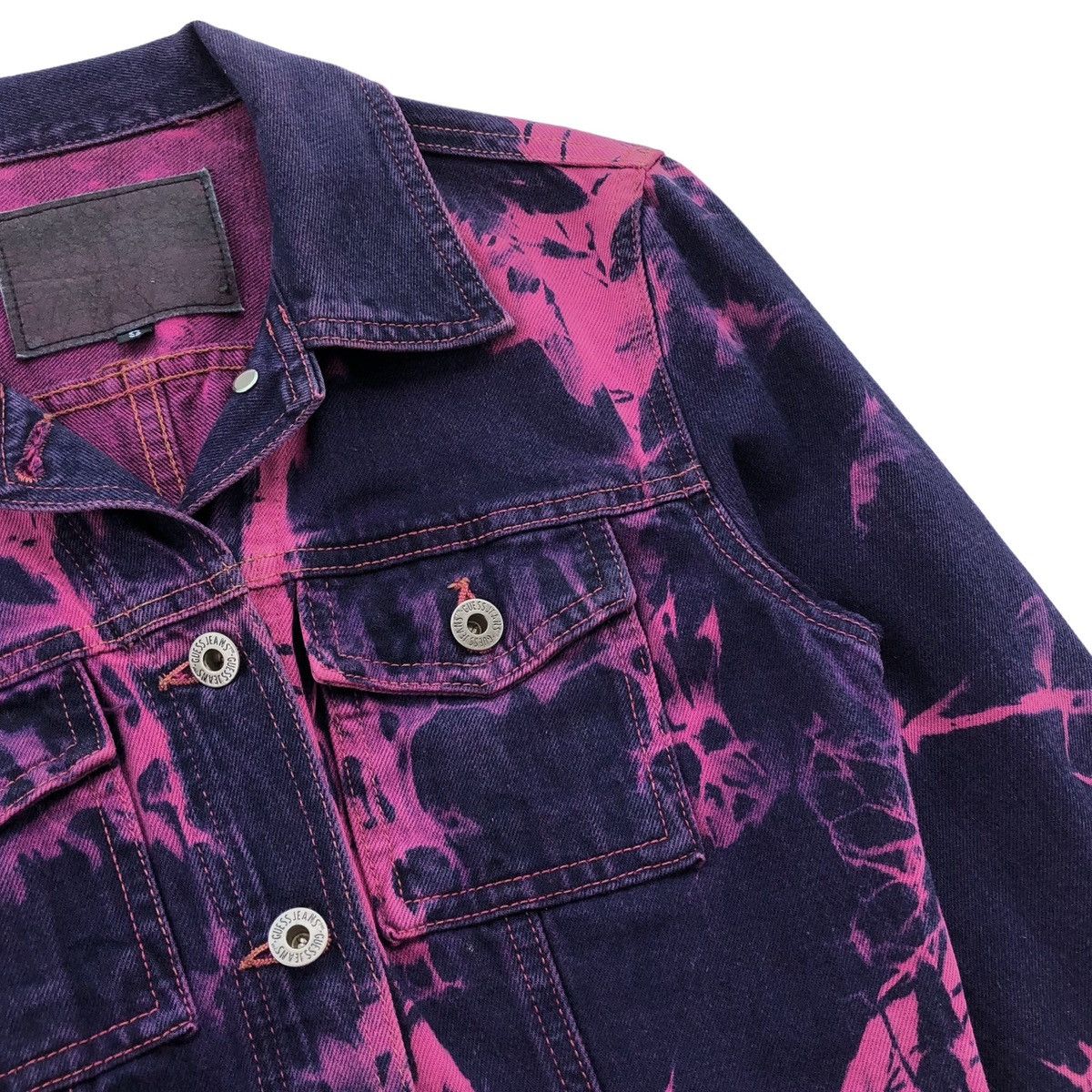Guess Vintage Guess USA Purple Tie Dye Denim Jacket Made In USA Size S / US 4 / IT 40 - 12 Thumbnail