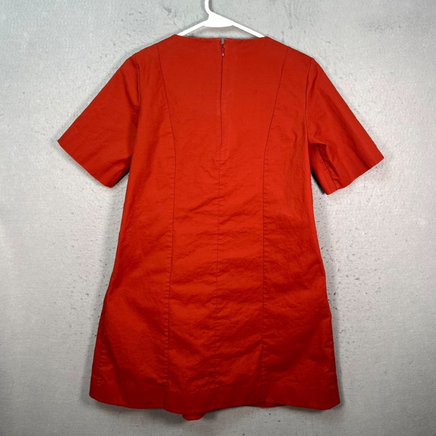 Cos COS Dress Womens 4 Red Short-Sleeve A-Line Back Zip Cotton Blend Knee Length Vintage No N/A Size S / US 4 / IT 40 - 2 Thumbnail