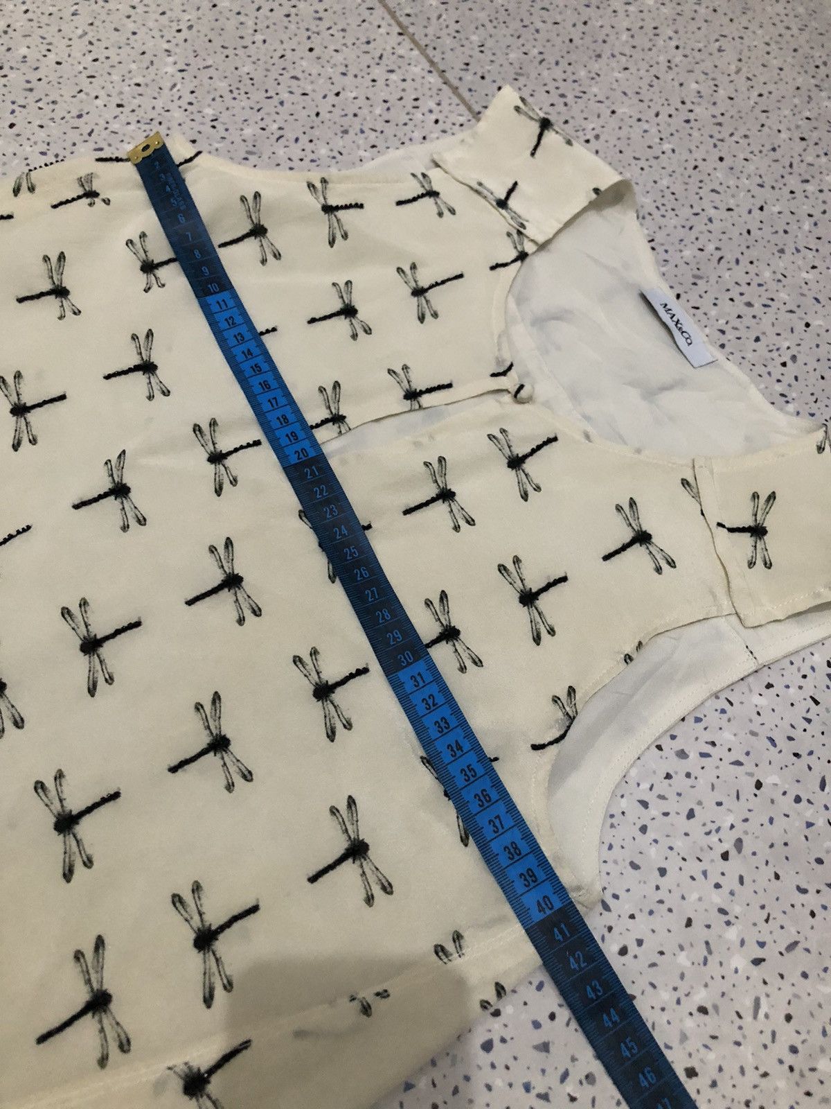 MAX&Co. MAX&Co Dragonfly Pattern Women White Midi Dress Size XS / US 0-2 / IT 36-38 - 12 Thumbnail