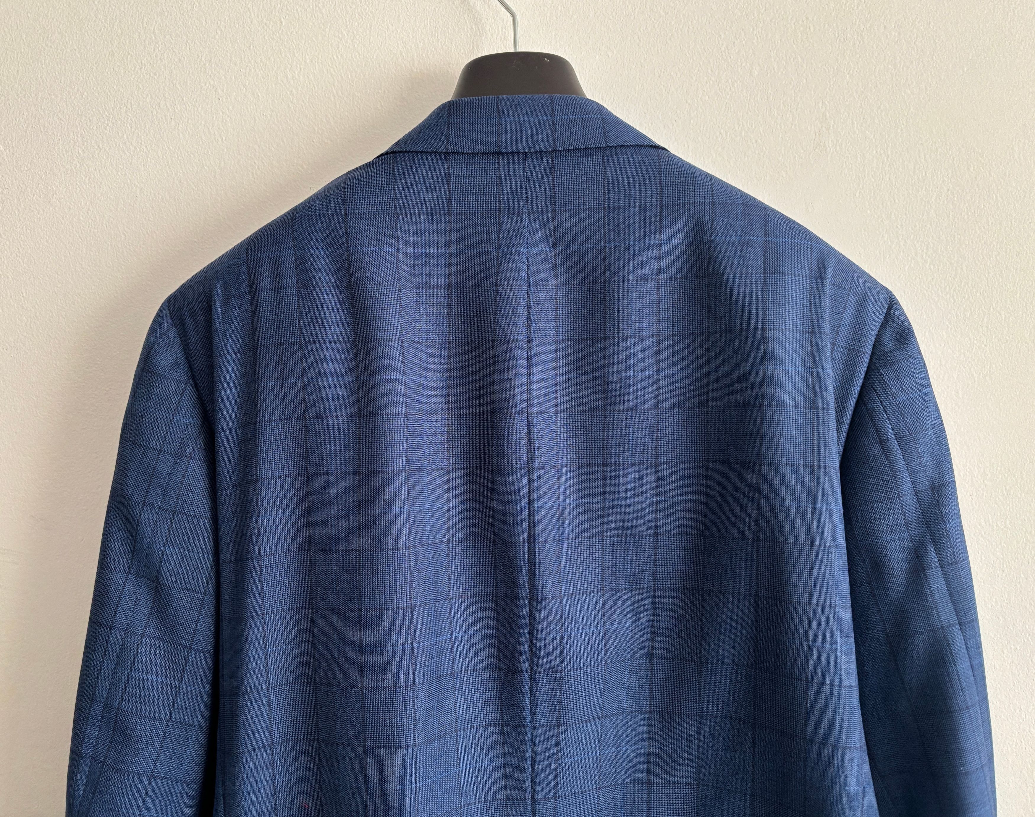 Canali $2100 Windowpane Check Blue Suit - Size 46. Pants 36-37 Size 46R - 12 Thumbnail