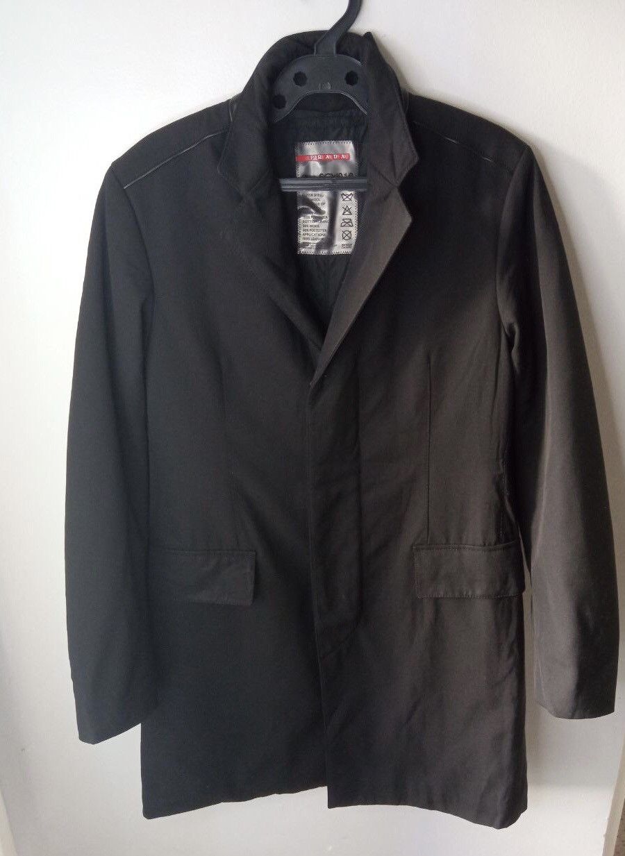 Prada Prada F/w07 Tab Black Tech Leather Wool Nylon Long Over Coat Size US M / EU 48-50 / 2 - 2 Thumbnail