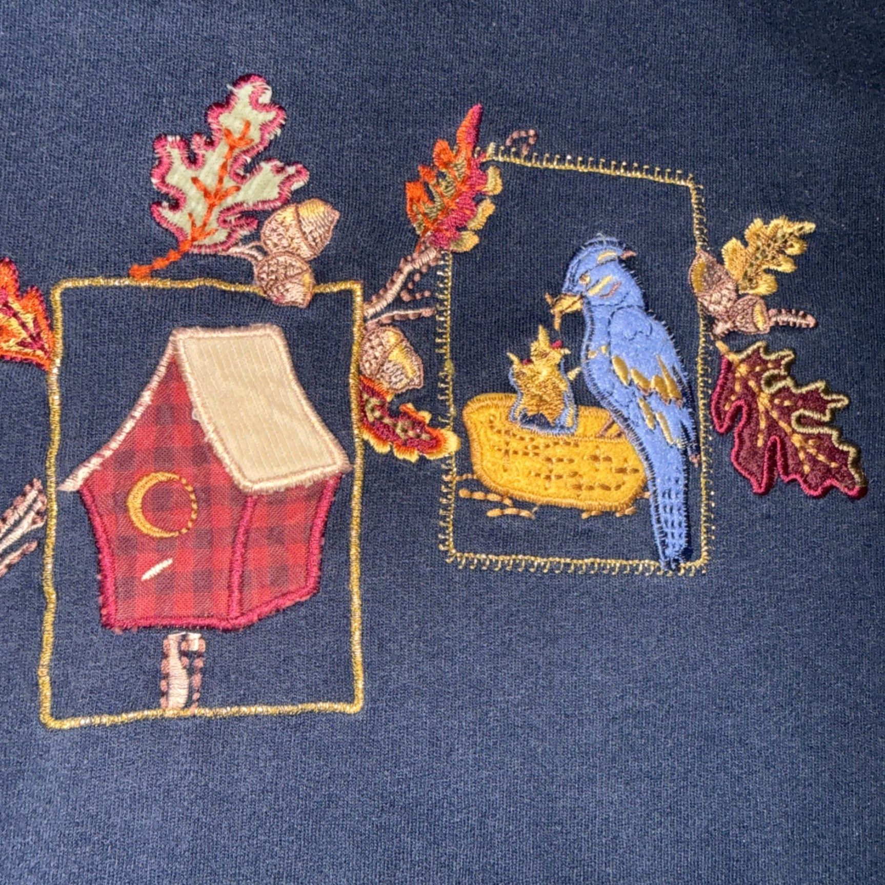 Vintage VINTAGE Bobbie Brooks Sweatshirt Women XL Navy Blue Embroidered Birds Pullover Crew Neck Long Sleeve Casual Size XL / US 12-14 / IT 48-50 - 3 Thumbnail