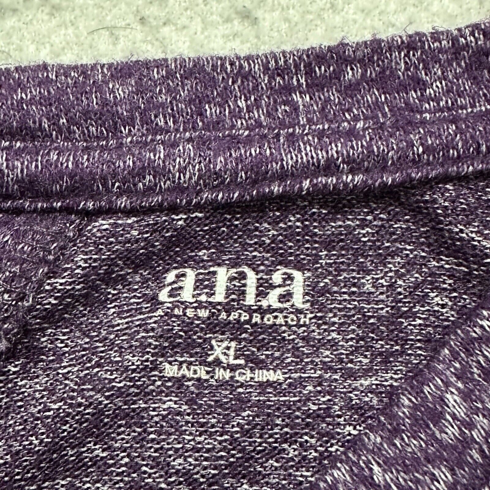 Other a.n.a XL Purple V-Neck Black Lace Up Back T Shirt Soft Top Size XL / US 12-14 / IT 48-50 - 3 Thumbnail