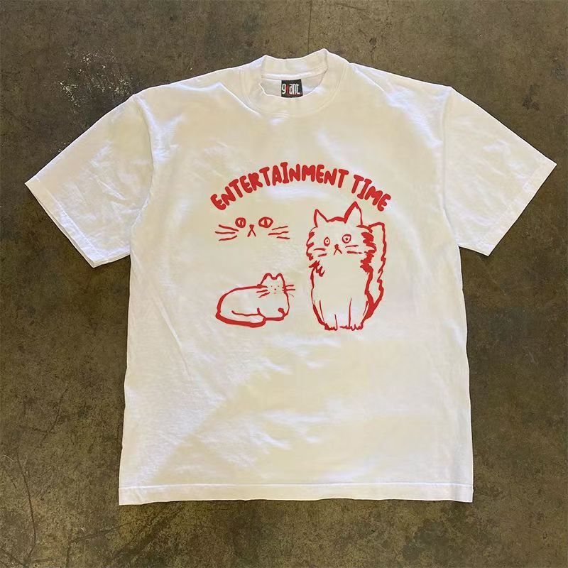 Japanese Brand White washed retro cartoon cat print t-shirt Size US M / EU 48-50 / 2 - 1 Thumbnail