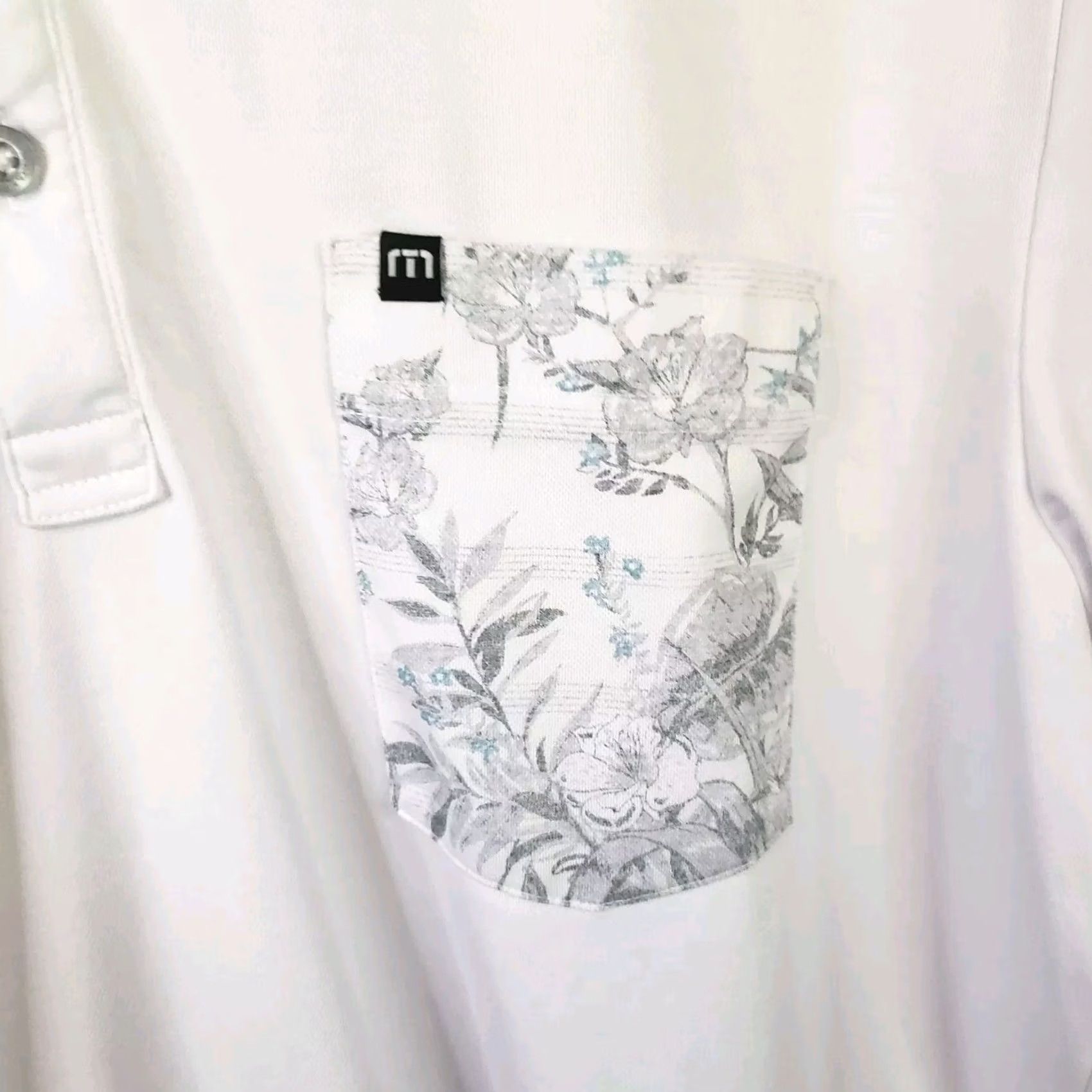TravisMathew Travis Mathew Polo Shirt L Men's Golf Cotton Blend Pocket White Gray Logo Size US L / EU 52-54 / 3 - 4 Thumbnail