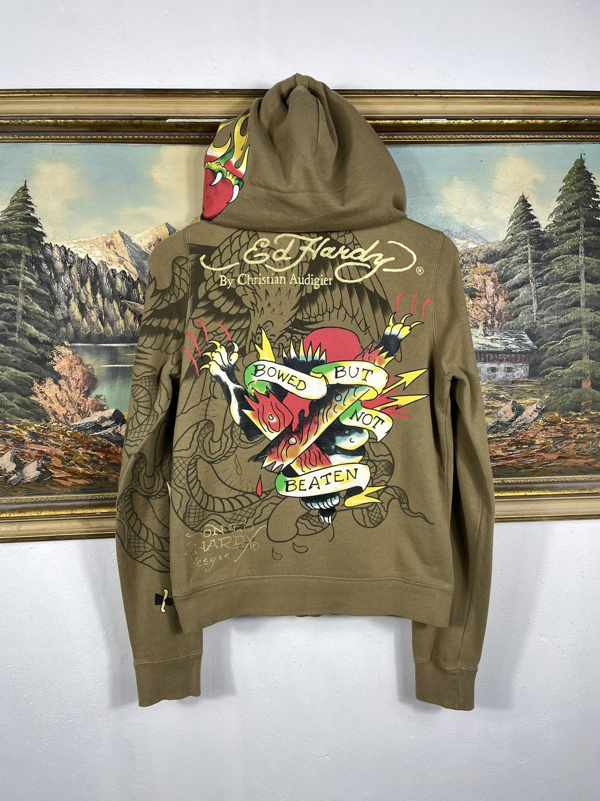 Christian Audigier × Ed Hardy × Vintage Ed Hardy Retro 00s Hoodie Cyber Affliction Grunge Hiphop Rap Size S / US 4 / IT 40 - 2 Thumbnail