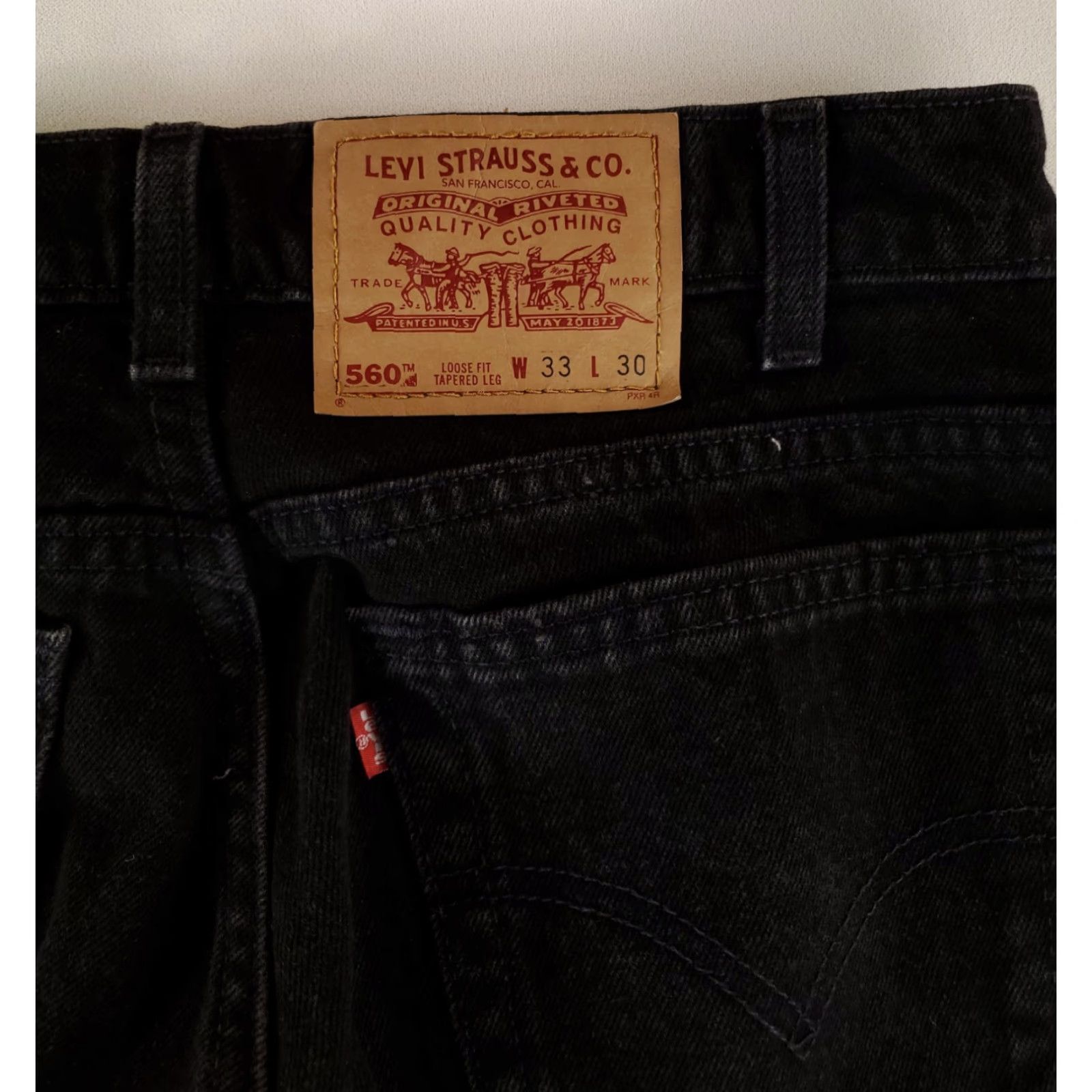 Levi's VINTAGE Levi's 560 VTG 90s Loose Fit Jeans Black Baggy Wide-Leg Mens 33x30 Size US 33 - 5 Thumbnail