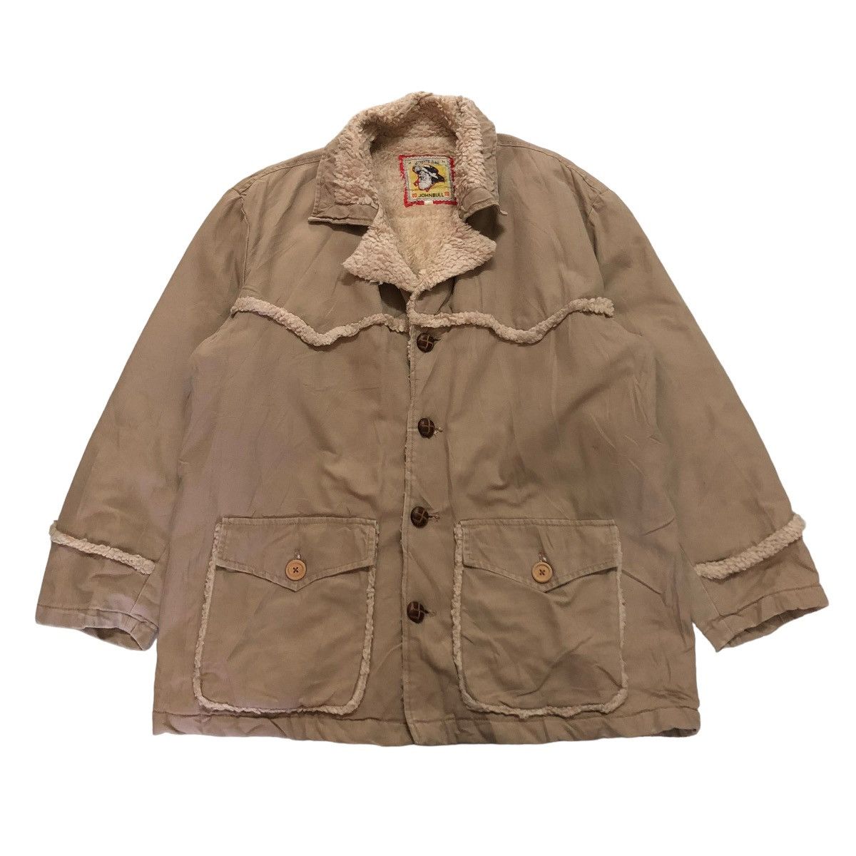 Johnbull 🔥VINTAGE BIKER SHEARLING JACKET DOUBLE COLLAR JOHN BULL Size US M / EU 48-50 / 2 - 1 Thumbnail