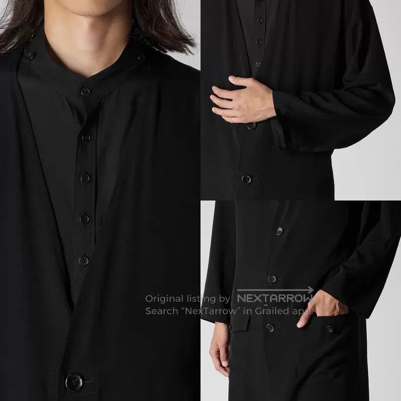 Yohji Yamamoto Yohji Yamamoto 26SS collarless cinched triacetate coat| Size US L / EU 52-54 / 3 - 6 Thumbnail