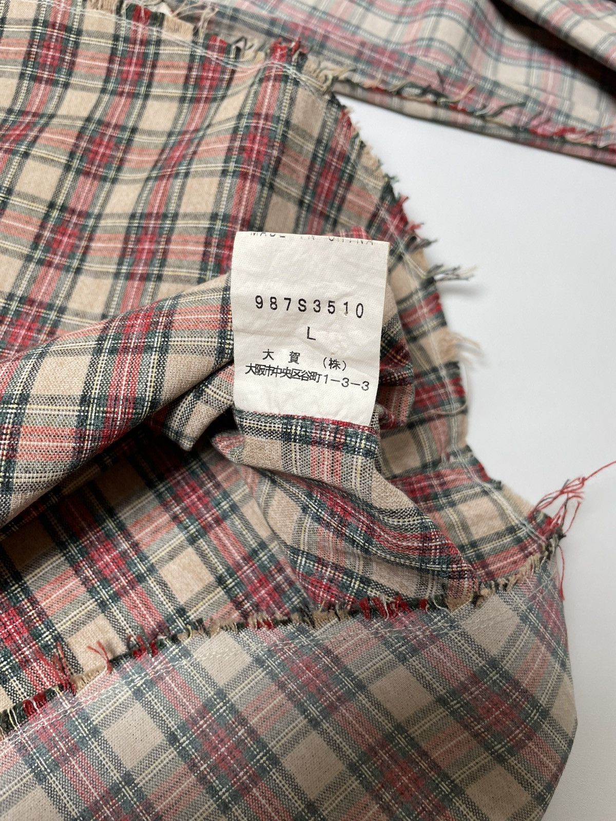 Japanese Brand Morgan Homme Studded Distressed Plaid Flannel Shirt Size US L / EU 52-54 / 3 - 9 Thumbnail