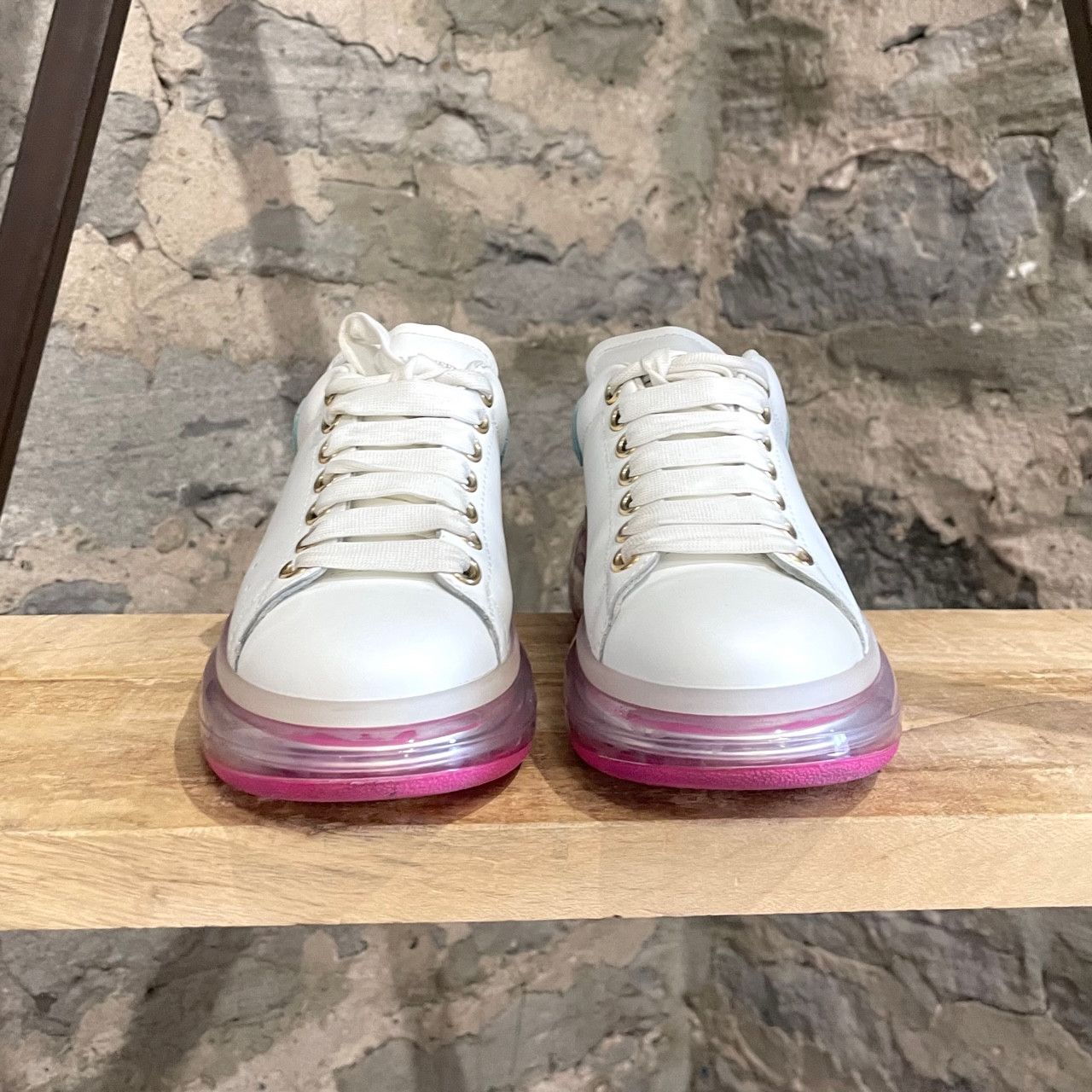 Alexander McQueen Alexander McQueen Oversized White Leather Sneakers Size US 7.5 / IT 37.5 - 3 Thumbnail