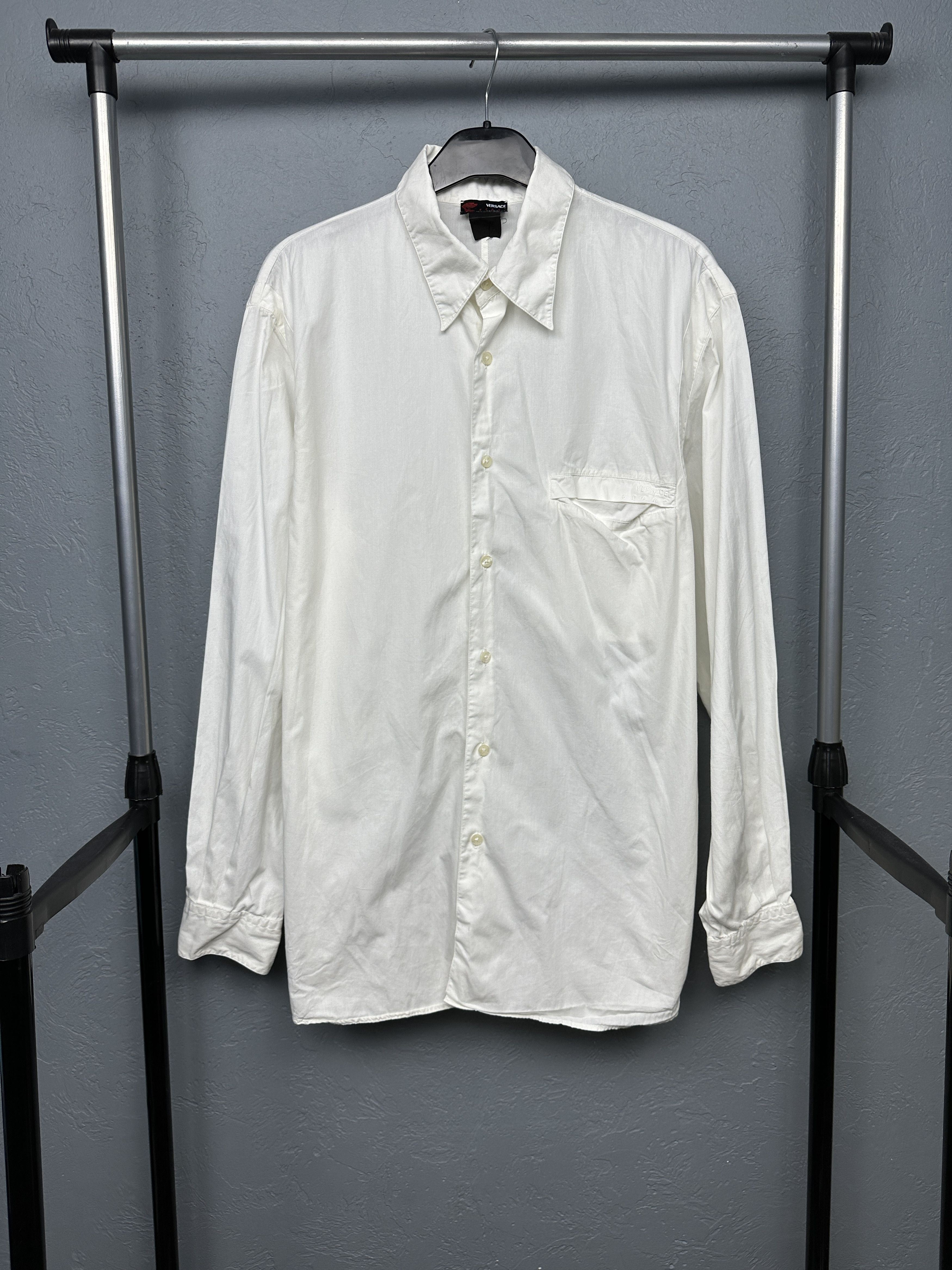 Versace × Vintage Versace Sport Vintage Mens Long Sleeve White Shirt Size US XL / EU 56 / 4 - 1 Thumbnail
