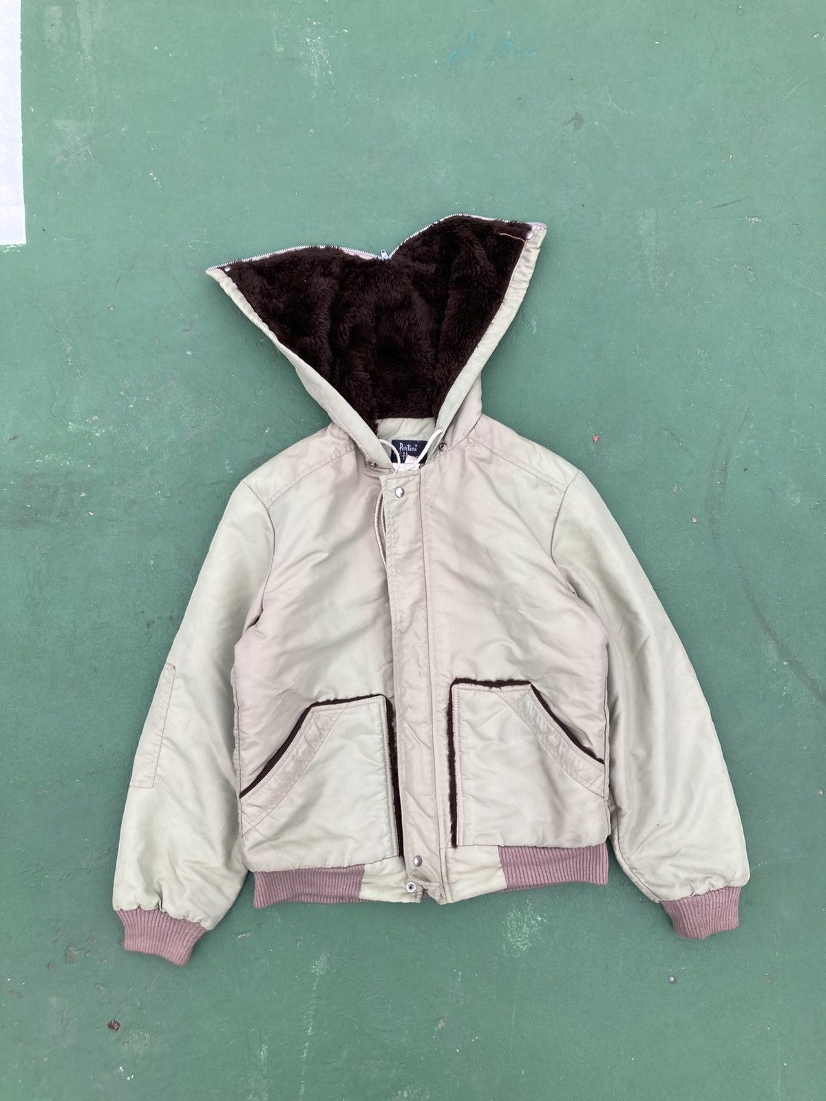 Vintage 80’s Pertini Faux Fur Hood Zipper Gimmick Bondage Jacket Size US L / EU 52-54 / 3 - 1 Thumbnail