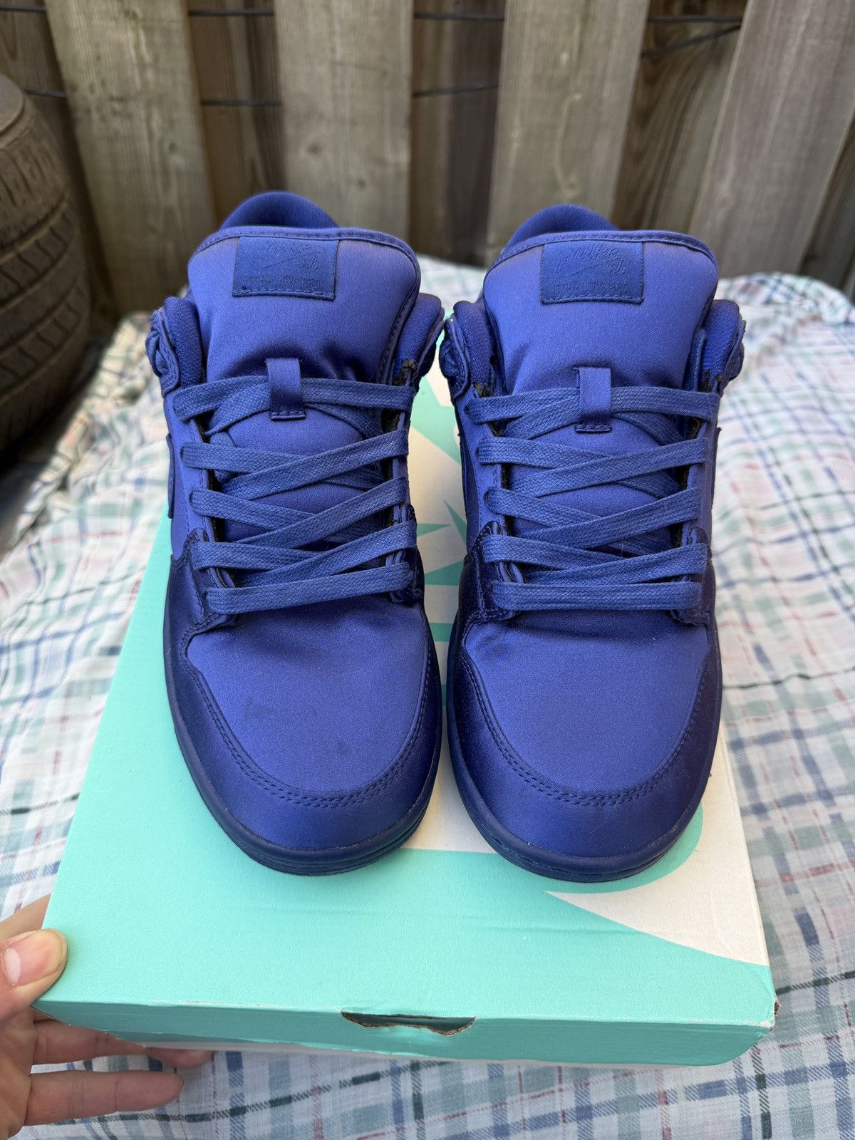 Nike Nike Dunk SB Low NBA Deep Royal Blue Satin Size US 8 / EU 41 - 2 Thumbnail